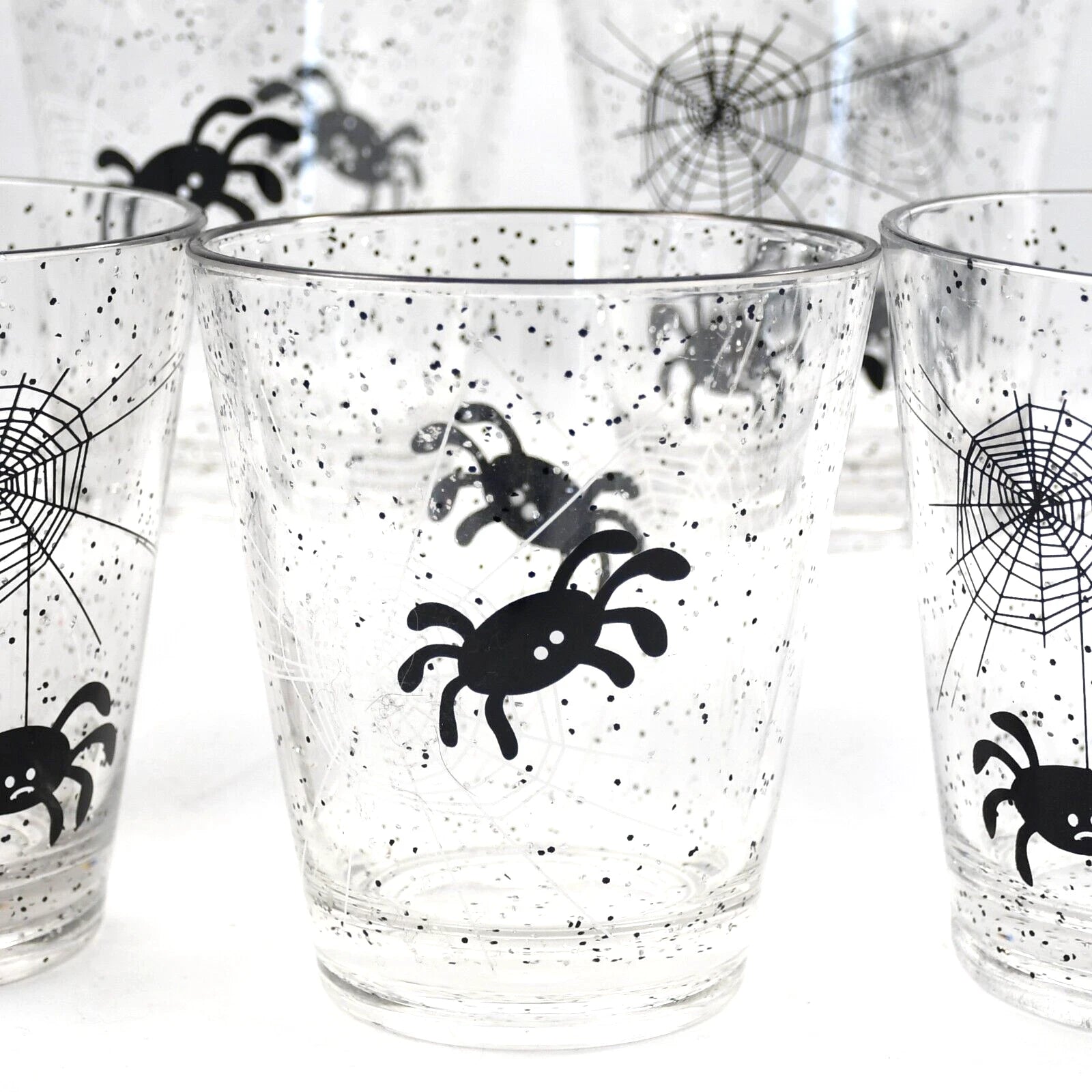 HALLOWEEN Clear Acrylic Tumbler Cup 12oz Set of 6 Spider Web Sparkles Fun Spooky | eBay