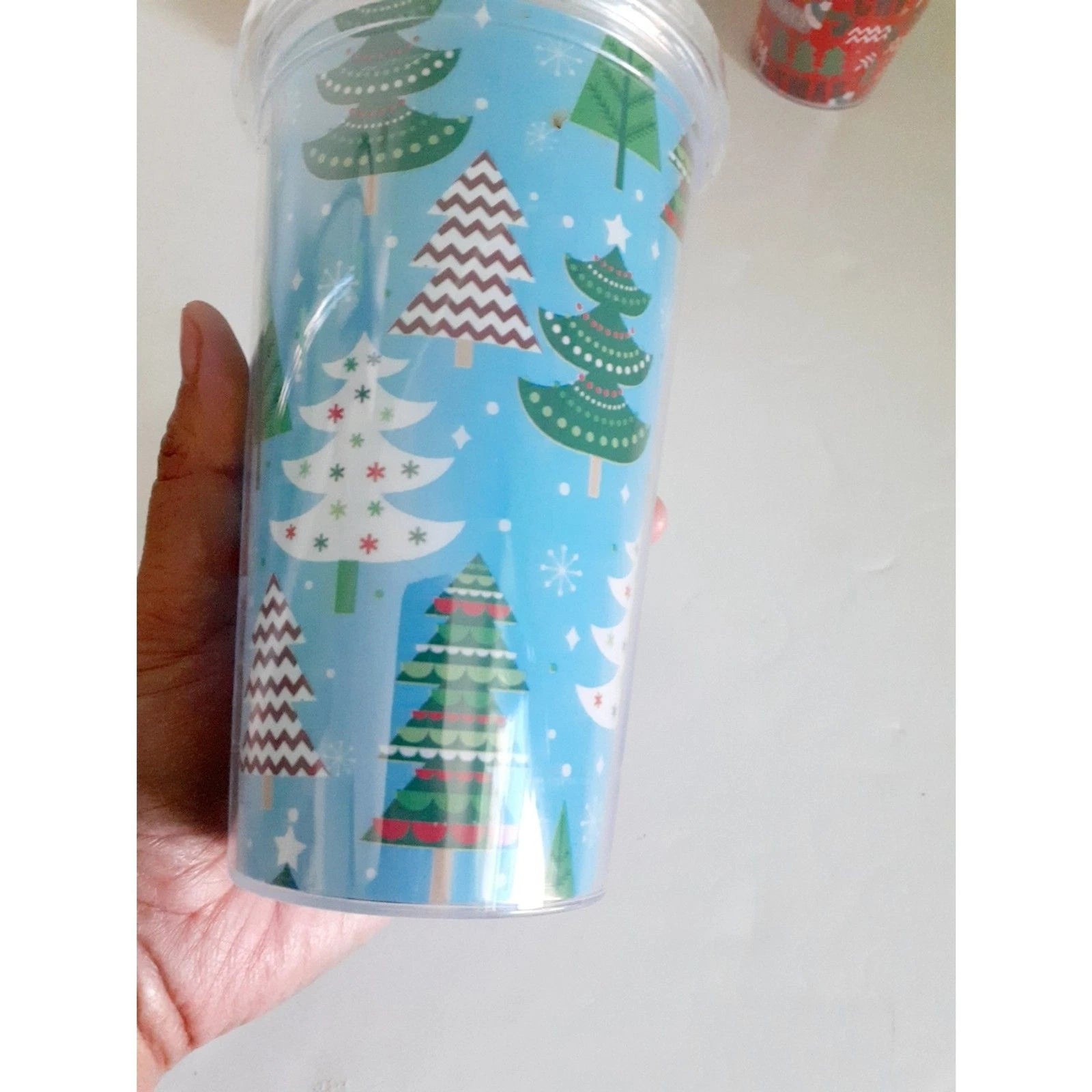 Christmas Theme Water Bottle Tumbler Goblet Lot of 3 with Lid and Straws NWOT | eBay