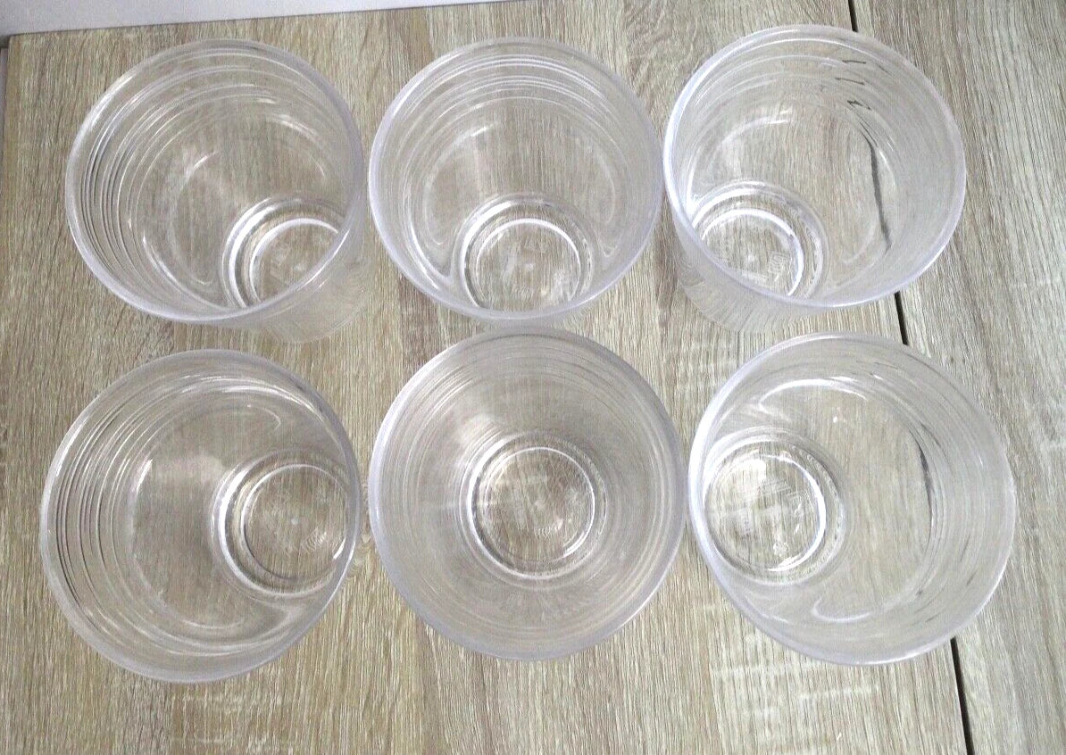 Crate & Barrel Clear Acrylic Tumblers Tall Drinking Set of 6 Ribbed Stackable | eBay