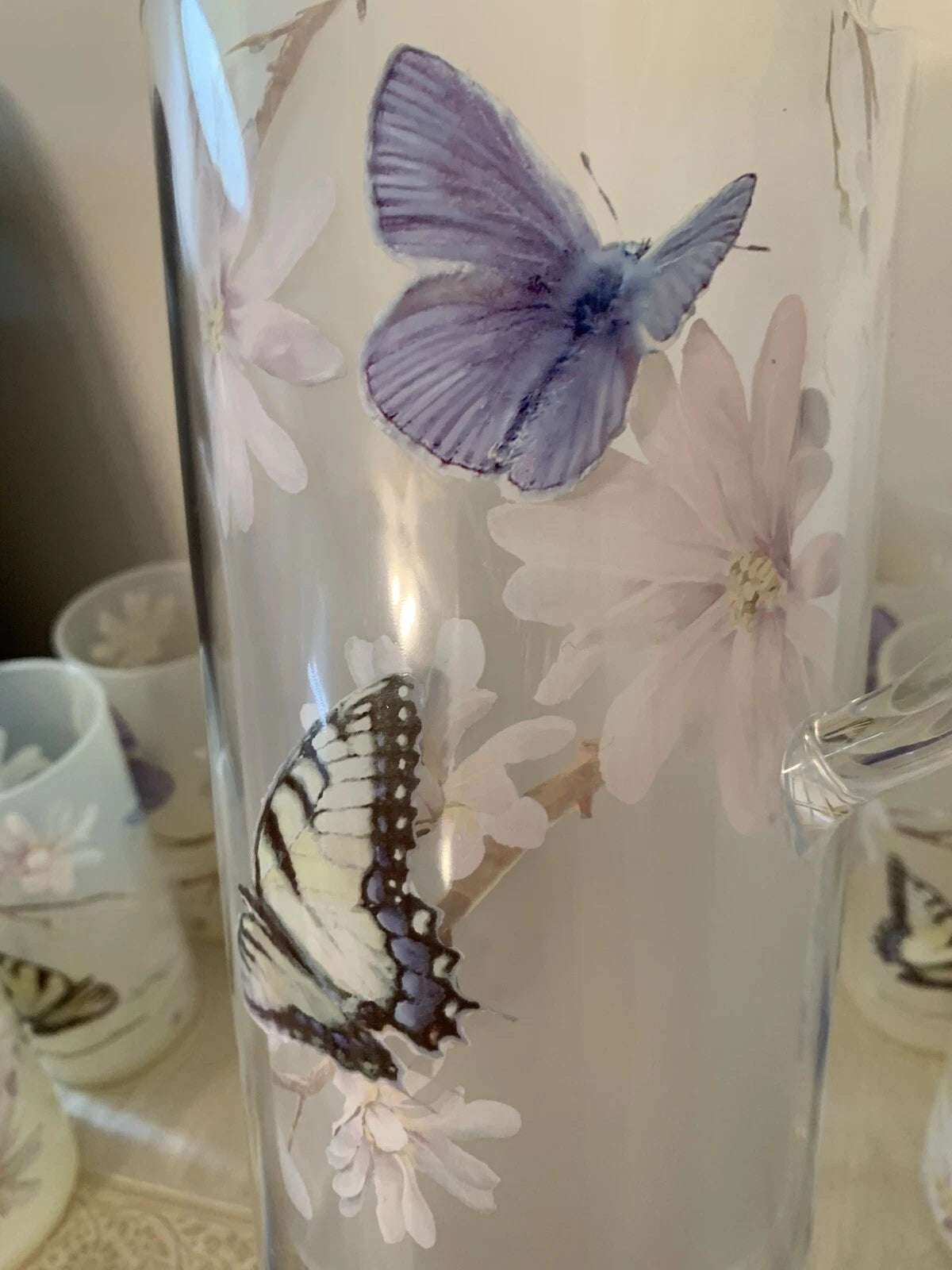 11 Pc-Vntg. Plastic/Acrylic Drinkware Set-Tumblers & Pitcher Butterflies Flowers | eBay