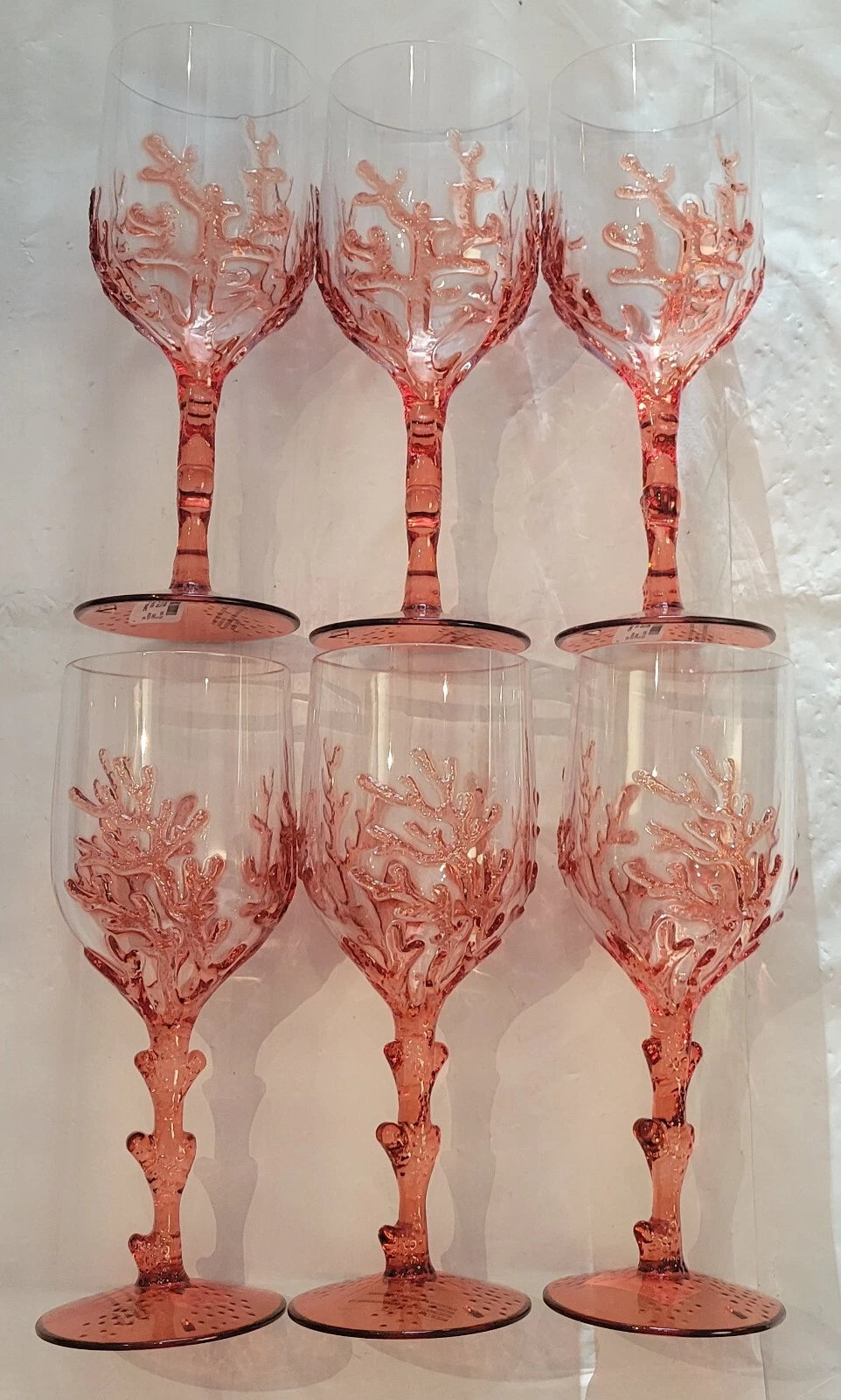 6 ct Coastal Nautical Beach Coral Acrylic Drinking Wine Glasses Indoor/Outdoor | eBay
