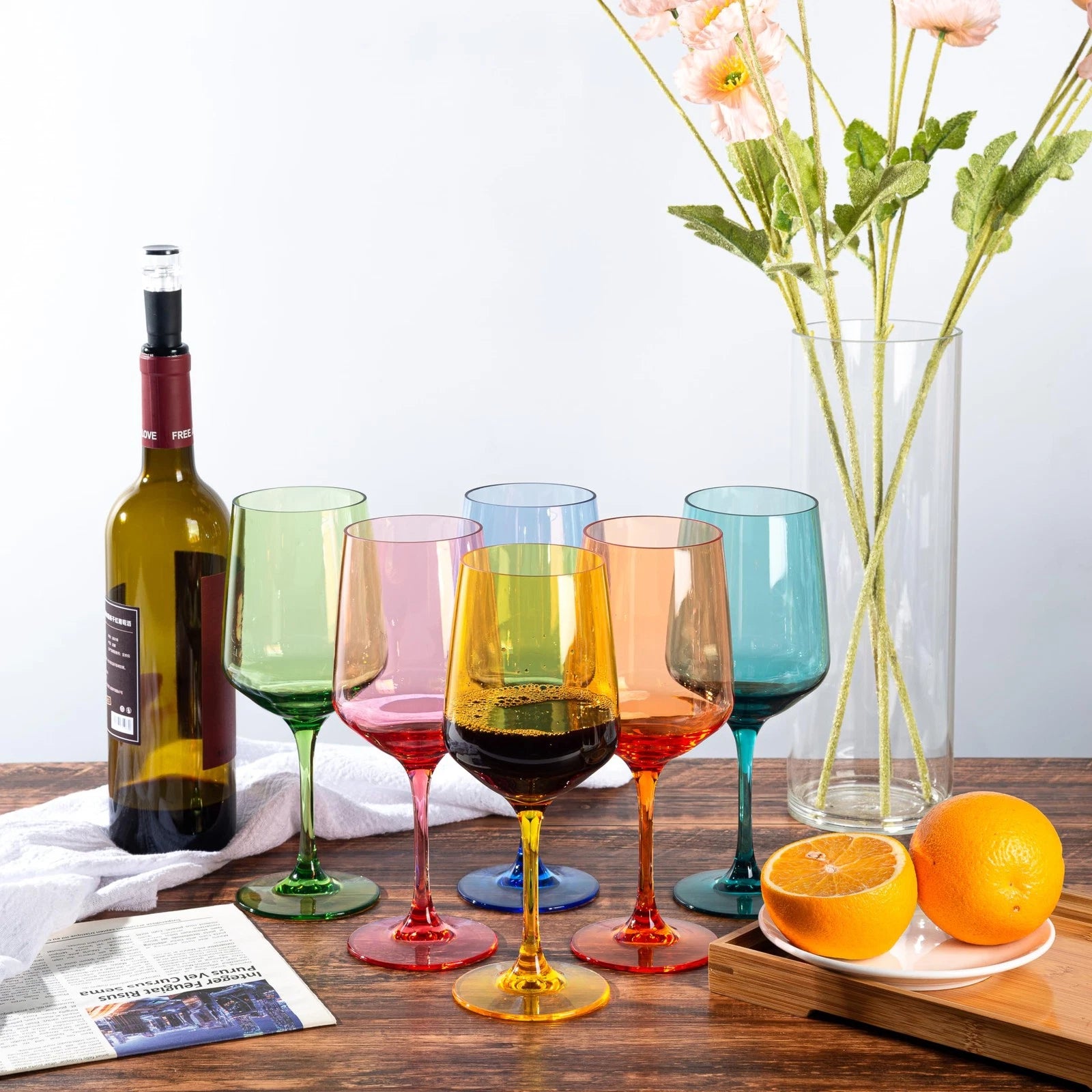 KOXIN-KARLU 18oz Unbreakable Acrylic Wine Glasses, Multicolor Set of 6 | eBay