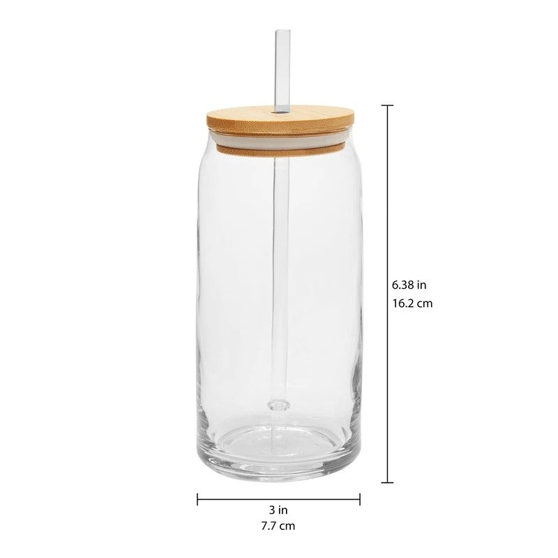 Briar Can Glass Drinkware Set of 4 W/ Lids Straws BPA Free Perfect Entertaining | eBay