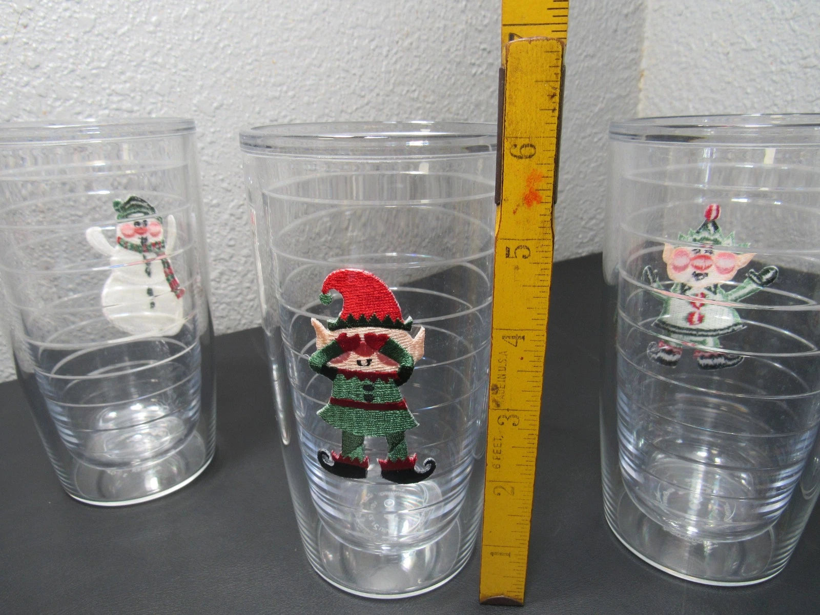Christmas Tervis Tumblers 16 oz Embroidered Designs Santa Elf Snowman LOT OF 4 | eBay
