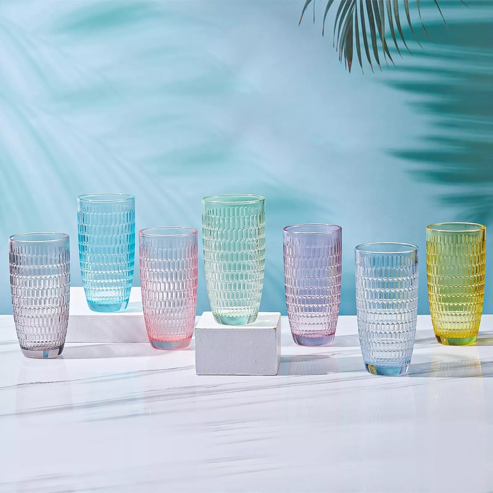 CREATIVELAND Highball Beverage Glasses Set of 6 Romantic Colored Thick & Heav... | eBay