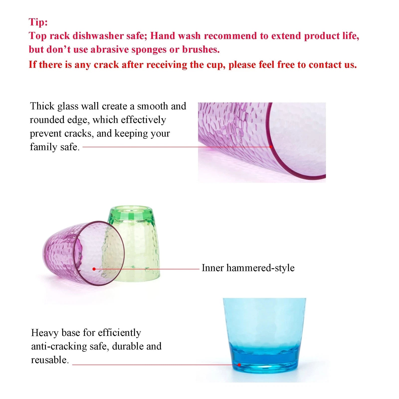 KOXIN-KARLU Hammered 15-ounce Plastic Tumbler Acrylic Glasses, set of 6 Multi... | eBay