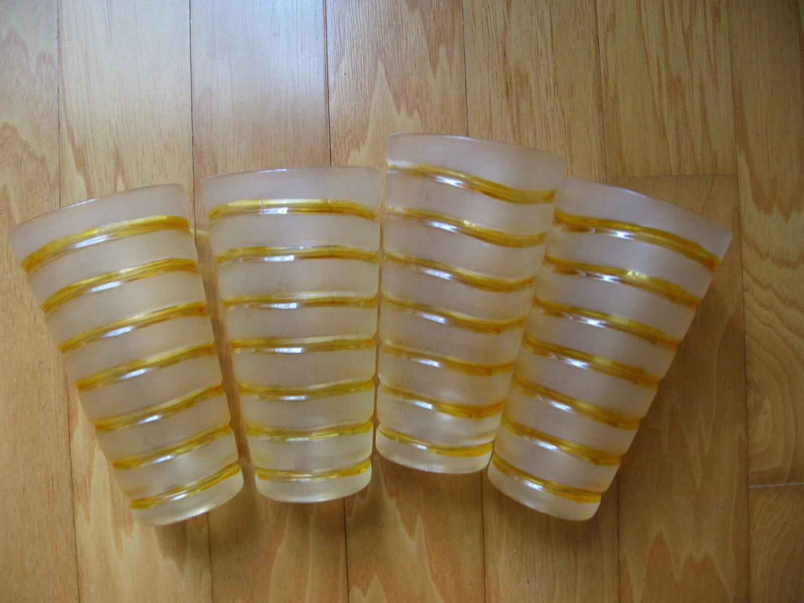 Acrylic Tumbler Drinking Glass Lot of 4 Frosted w/ Horizontal Lines 16 oz Taiwan | eBay