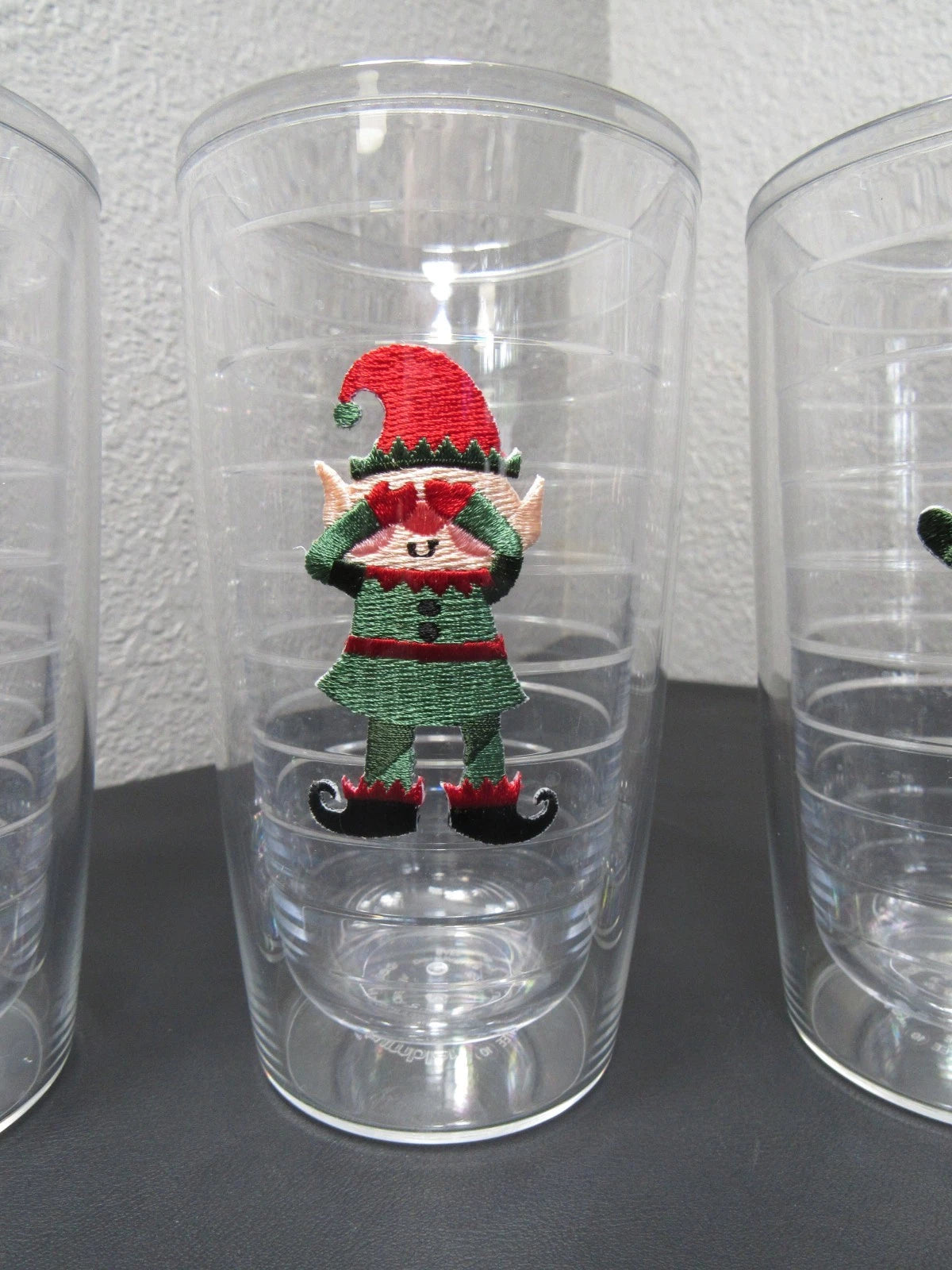 Christmas Tervis Tumblers 16 oz Embroidered Designs Santa Elf Snowman LOT OF 4 | eBay