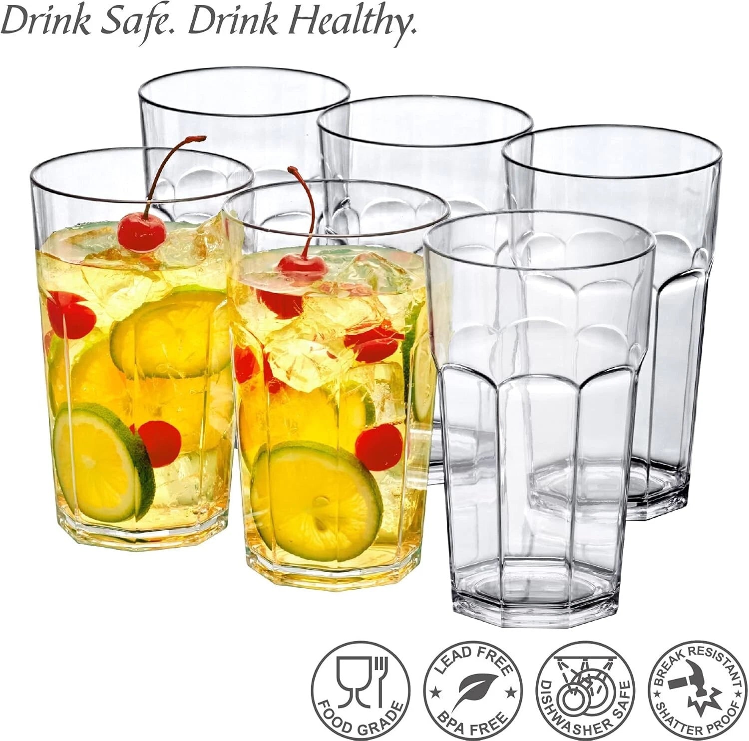 Crystal-Clear 20oz Plastic Tumblers Set of 6 - Shatter-Proof and Stylish | eBay