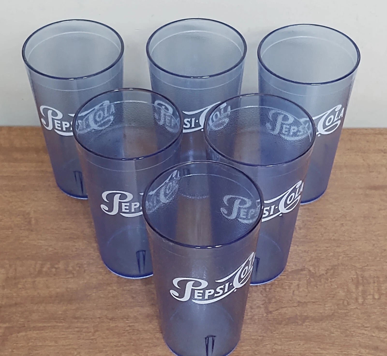 6 Vtg Retro 16oz PEPSI cups Tumblers Restaurant Lt Blue Plastic Carlisle Stack | eBay