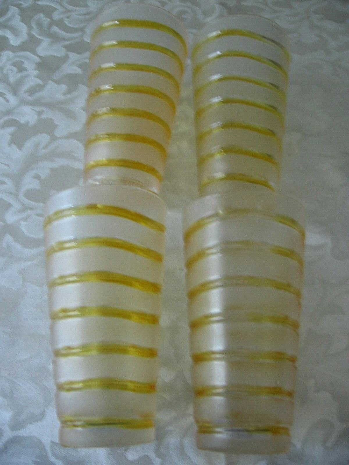 Acrylic Tumbler Drinking Glass Lot of 4 Frosted w/ Horizontal Lines 16 oz Taiwan | eBay