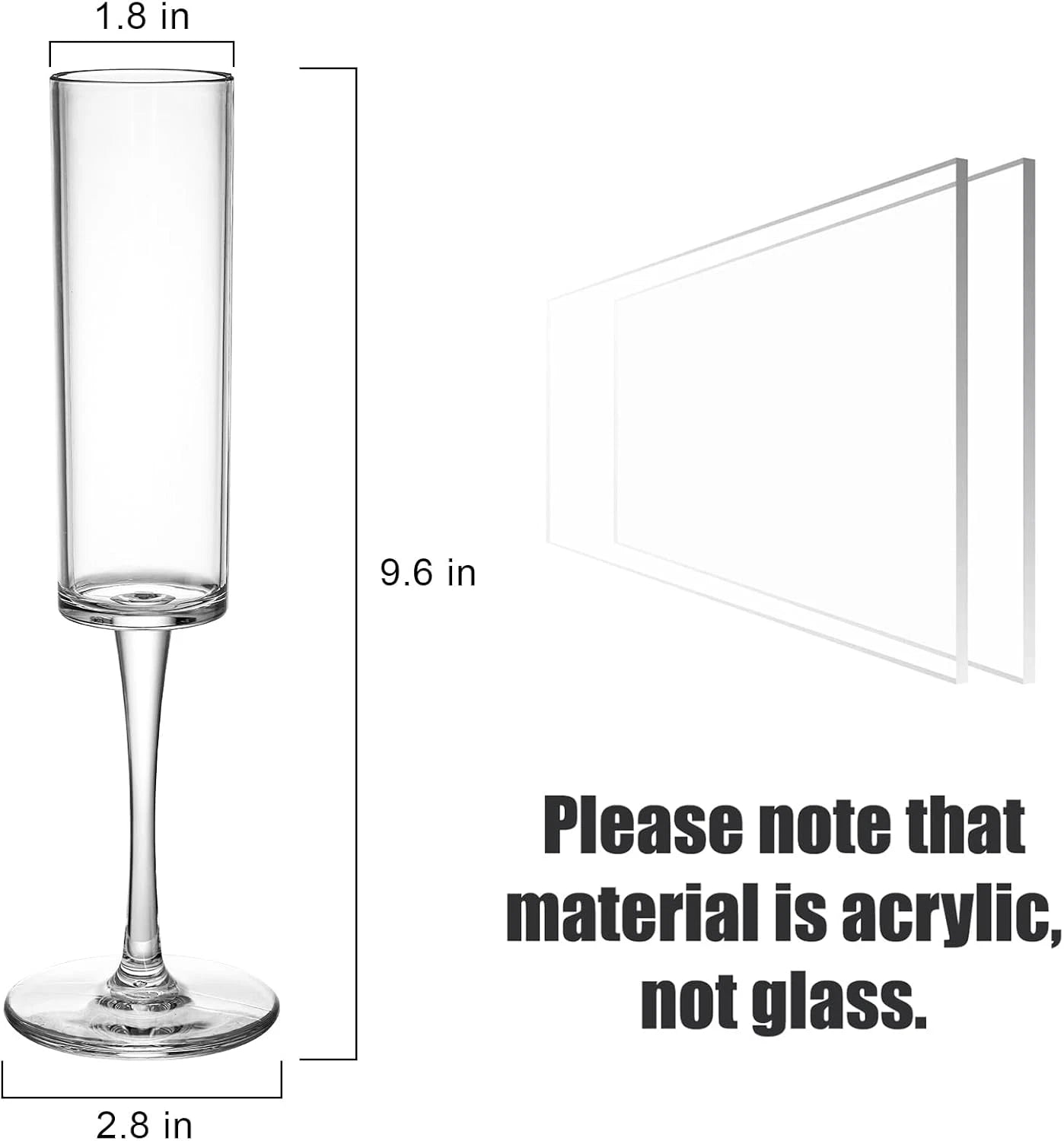 Elsjoy Set of 8 Acrylic Champagne Flutes, 6 Oz Unbreakable Champagne Glasses Reu | eBay