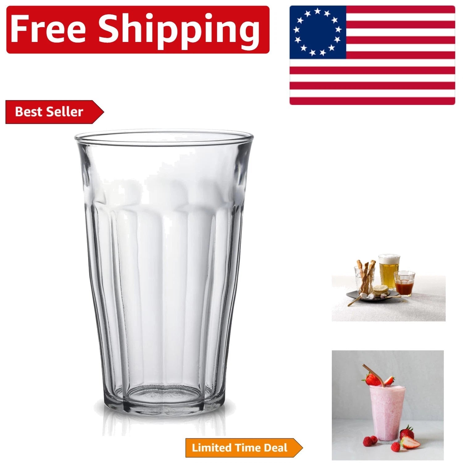 French Picardie Glass Tumblers - 16.87 oz Set of 6, Perfect for Every Occasion | eBay