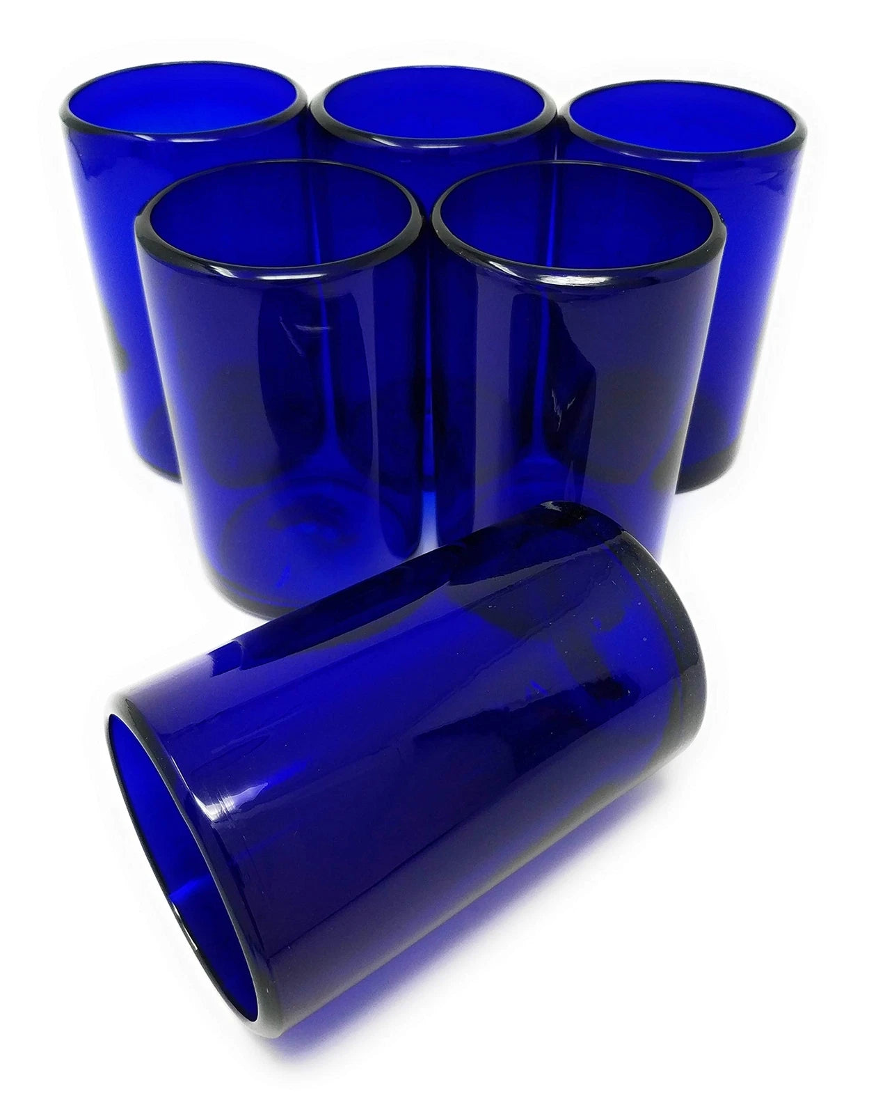 Hand Blown Mexican Drinking Glasses “ Set Of 6 Cobalt Water Glasses 14 Oz Each | eBay