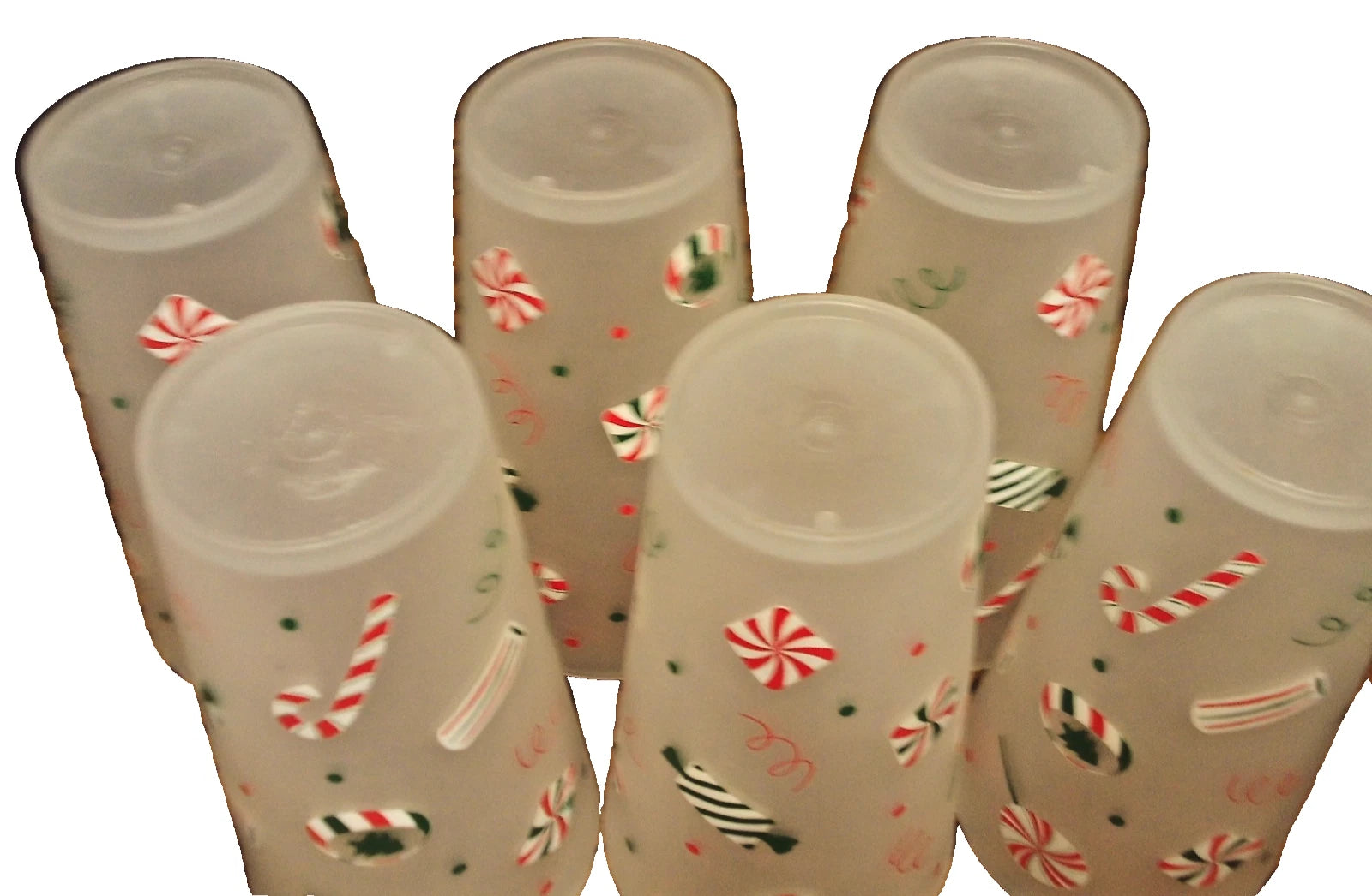 6pc CHRISTMAS Large Plastic Tumblers-Peppermints-Shatterproof Drink Glasses 187 | eBay