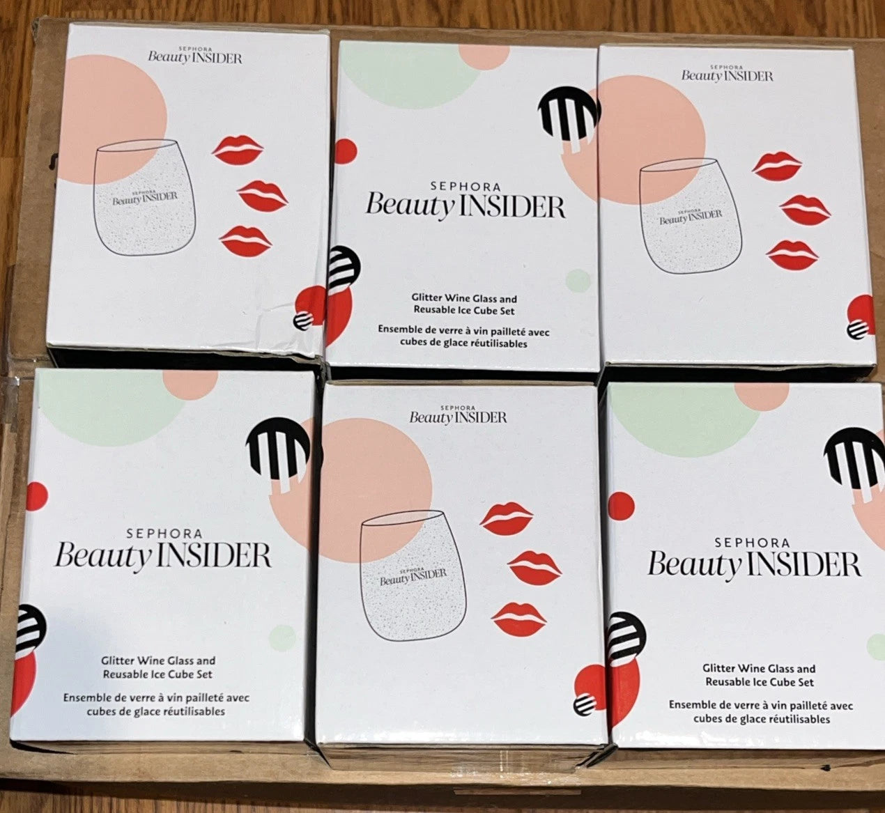 Glitter Wine Glass & Reusable Ice Cube Set Of 6 New (Sephora Beauty Insider) | eBay