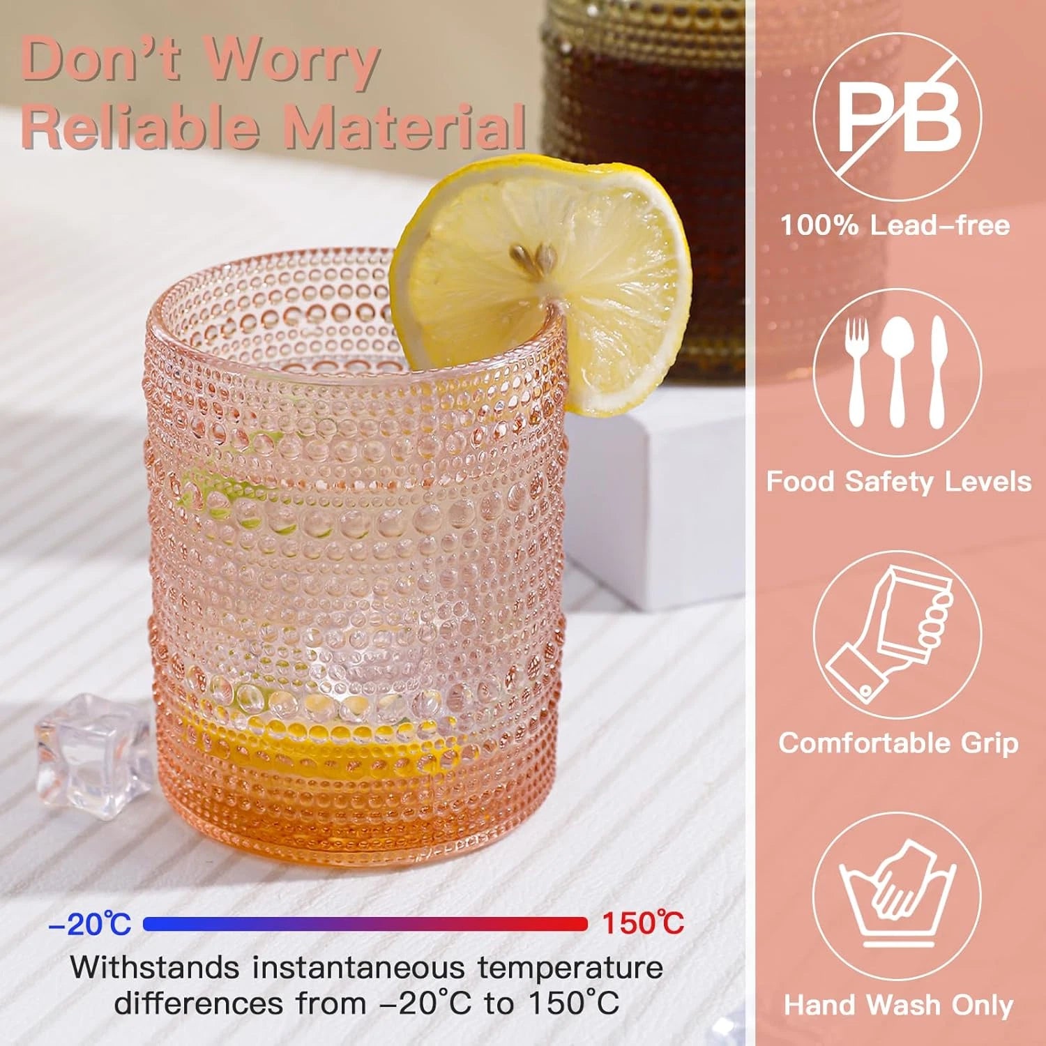 Colored Vintage Hobnail Drinking Glasses Set of 6, Embossed Water Tumbler 12Oz, | eBay