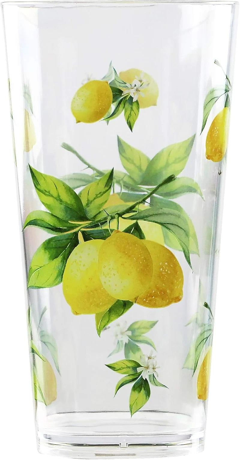 Calypso Basics Fresh Lemons by , 19Oz Acrylic Ice Tea Drinkware, Set of 6, White | eBay