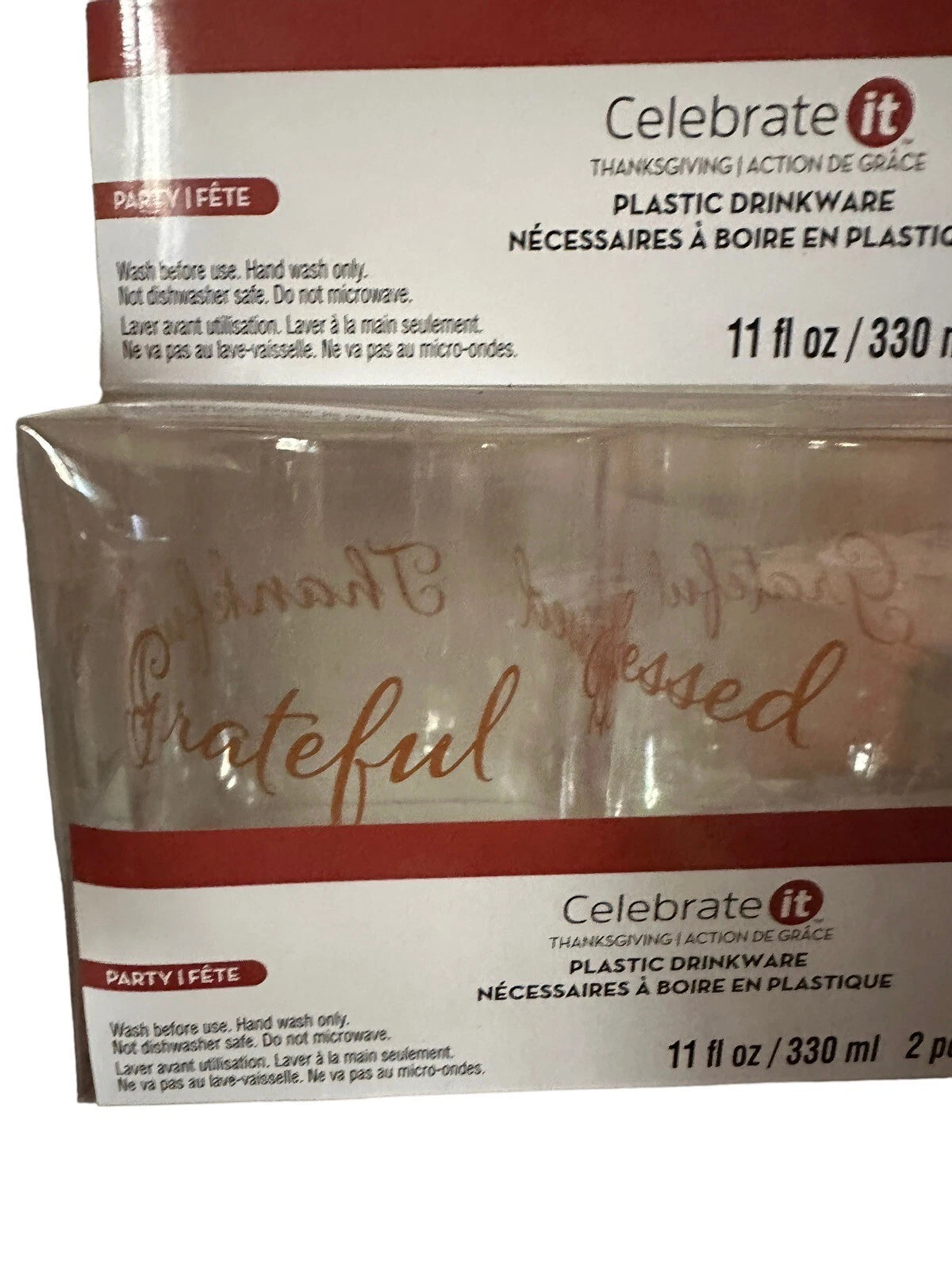 Grateful Thankful Blessed Stemless Wine Glass 11oz Xmas Kids Table Set Of 6 NIB | eBay