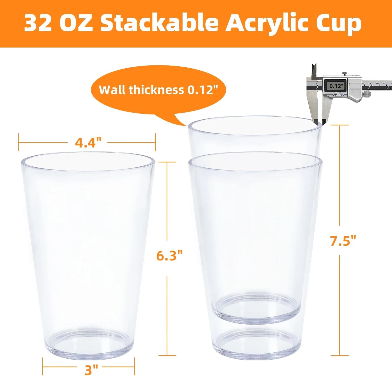 32oz BPA-free Plastic Cups Set of 6 - Reusable, Dishwasher, Freezer Safe | eBay