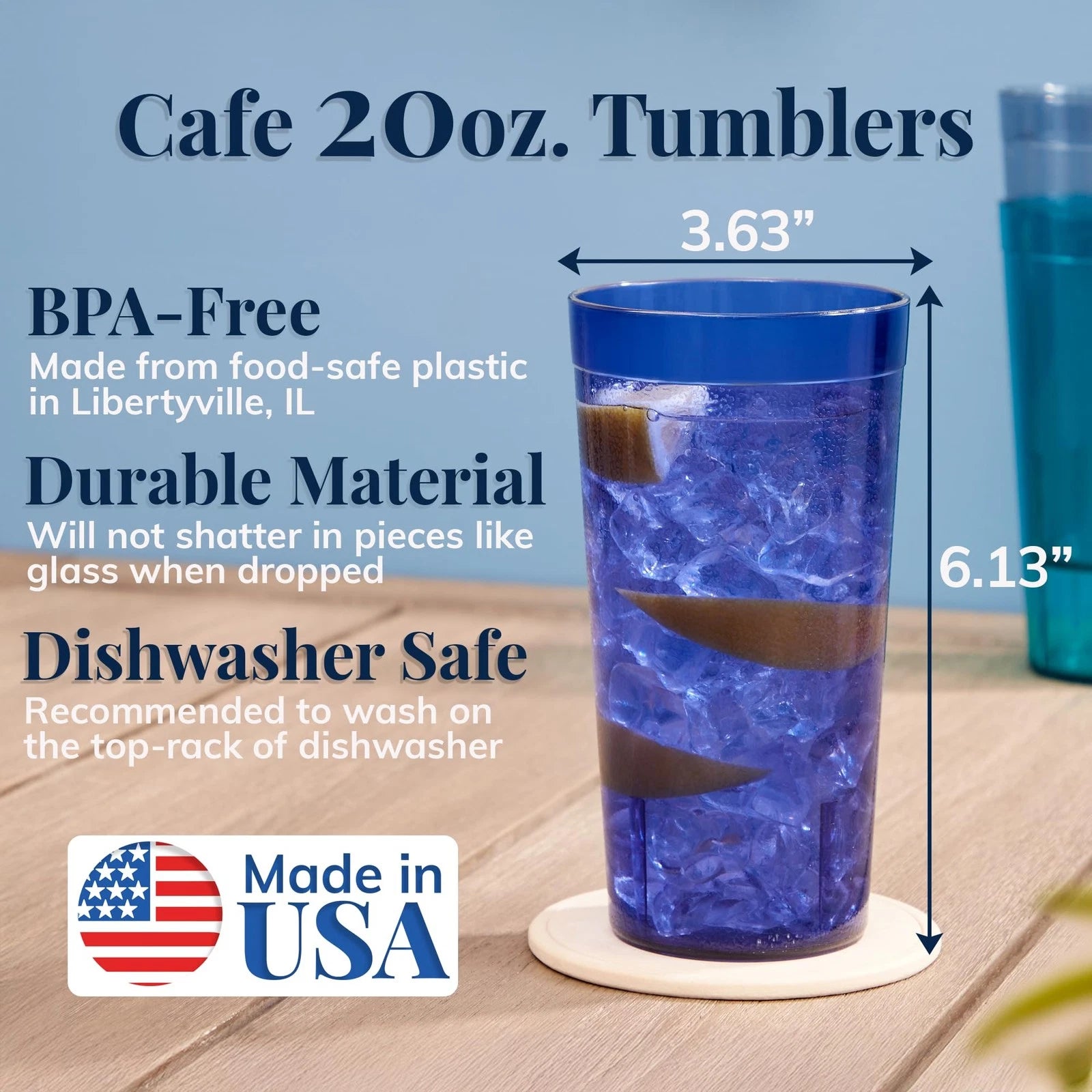 Cafe Plastic Reusable Tumblers (Set of 16) 20-ounce Water Cups Coastal Colors... | eBay