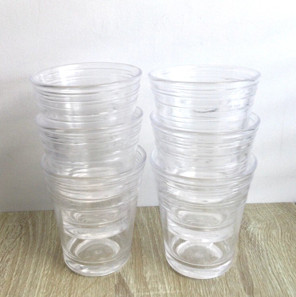 Crate & Barrel Clear Acrylic Tumblers Juice Drinking Set of 6 Ribbed Stackable | eBay