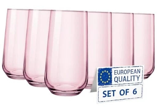 Drinking Glasses | 16 oz Glass Cups | Highball Drinkware for Set of 6 Pink | eBay