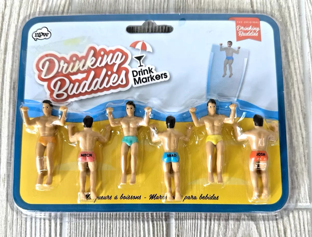 NEW Original Drinking Buddies Novelty Male Hunks Buddies Drink Markers Set Of 6 | eBay