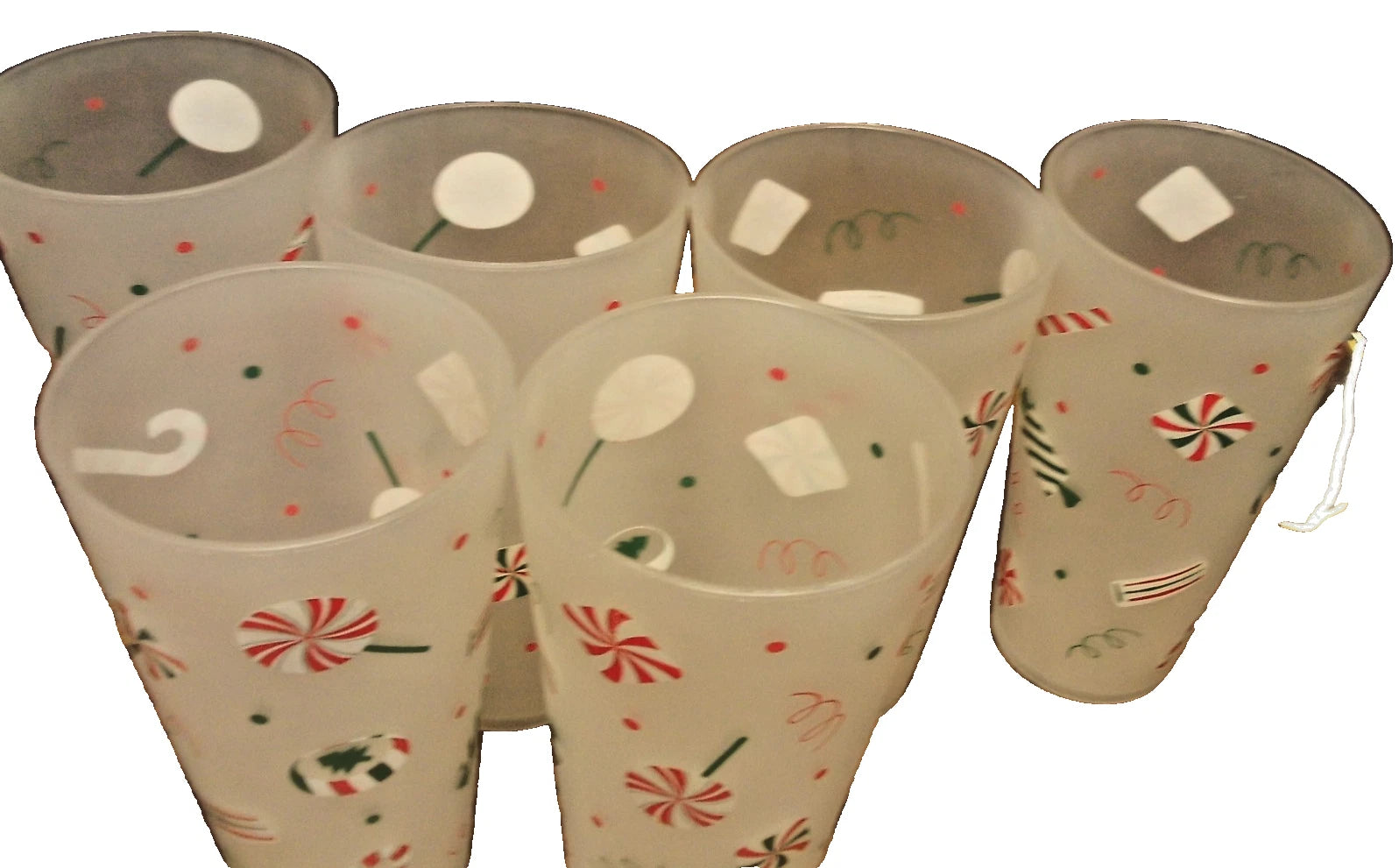 6pc CHRISTMAS Large Plastic Tumblers-Peppermints-Shatterproof Drink Glasses 187 | eBay