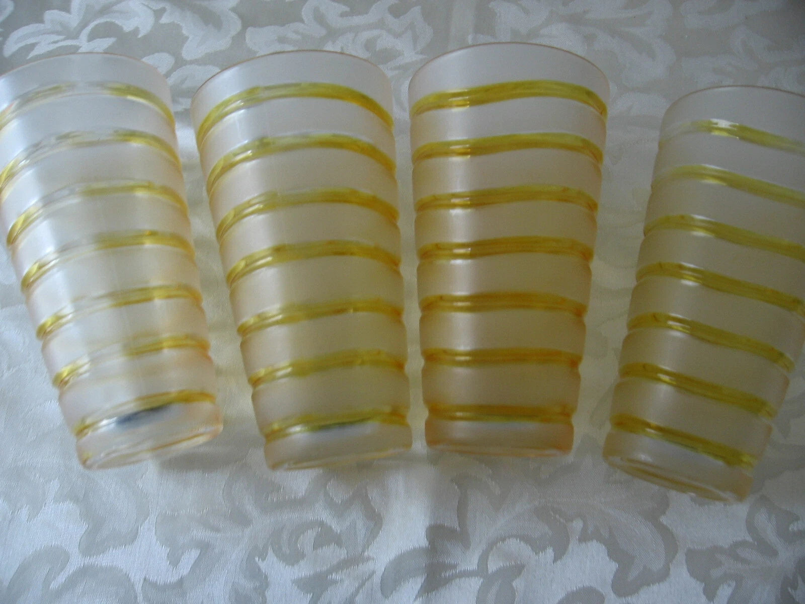 Acrylic Tumbler Drinking Glass Lot of 4 Frosted w/ Horizontal Lines 16 oz Taiwan | eBay