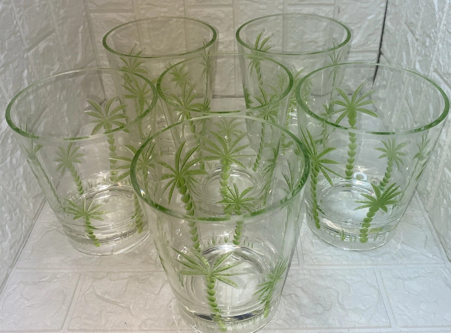 6 Ct. Acrylic Short Tumblers Palm Trees Drinking Cups Summer Tropical 4 1/2” LNC | eBay
