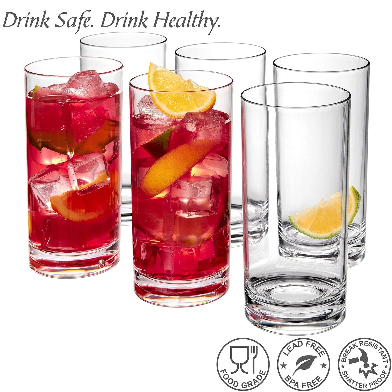 Amazing Abby Probity 16oz Plastic Tumblers Set of 6, BPA-Free, Shatter-Proof,... | eBay