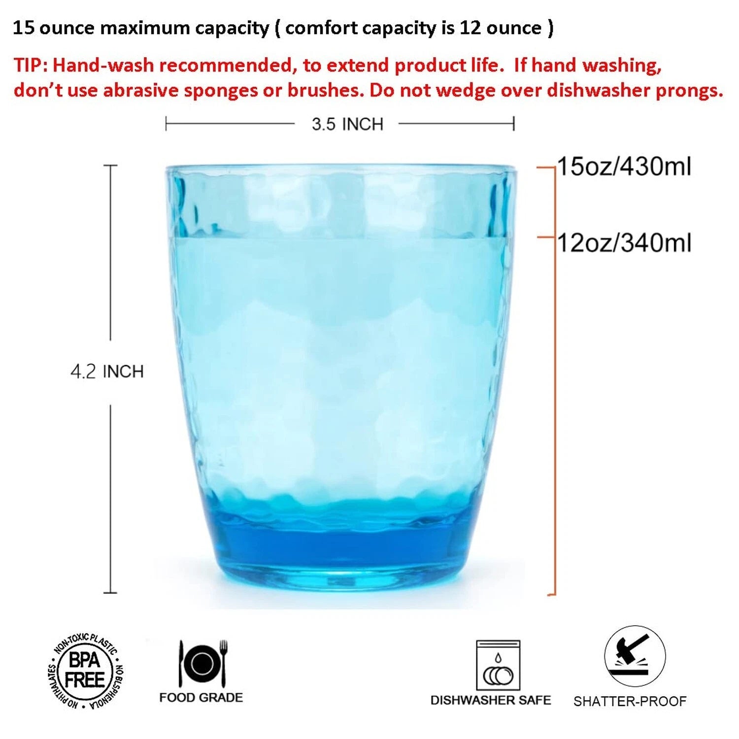 KOXIN-KARLU Hammered 15-ounce Plastic Tumbler Acrylic Glasses, set of 6 Multi... | eBay