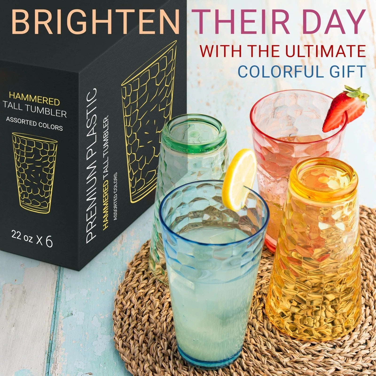 Hammered Plastic Drinking Tumbler, Dishwasher-Safe Premium Quality Water Glas... | eBay