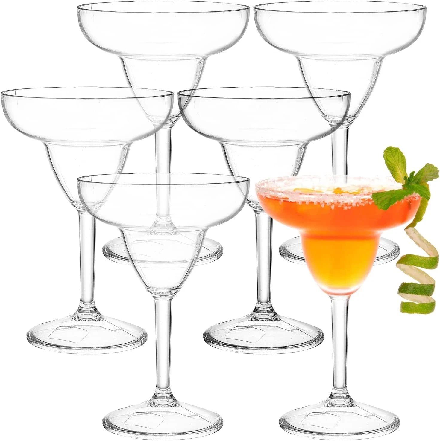 Suwimut Set of 6 Unbreakable Stemmed Margarita Glasses - 10oz Plastic Clear | eBay
