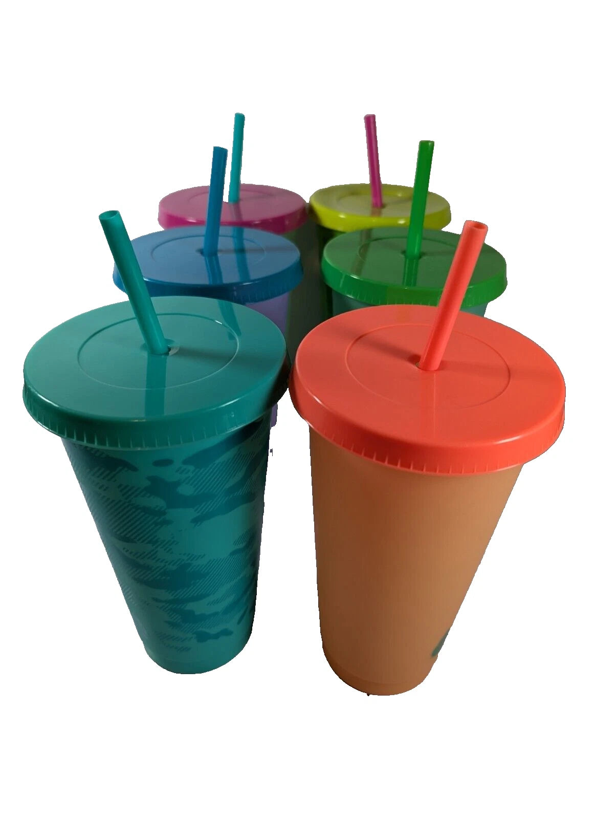 6 TAL Reusable Color Changing Plastic Drinking Cups, Straws and Lids Tumblers | eBay