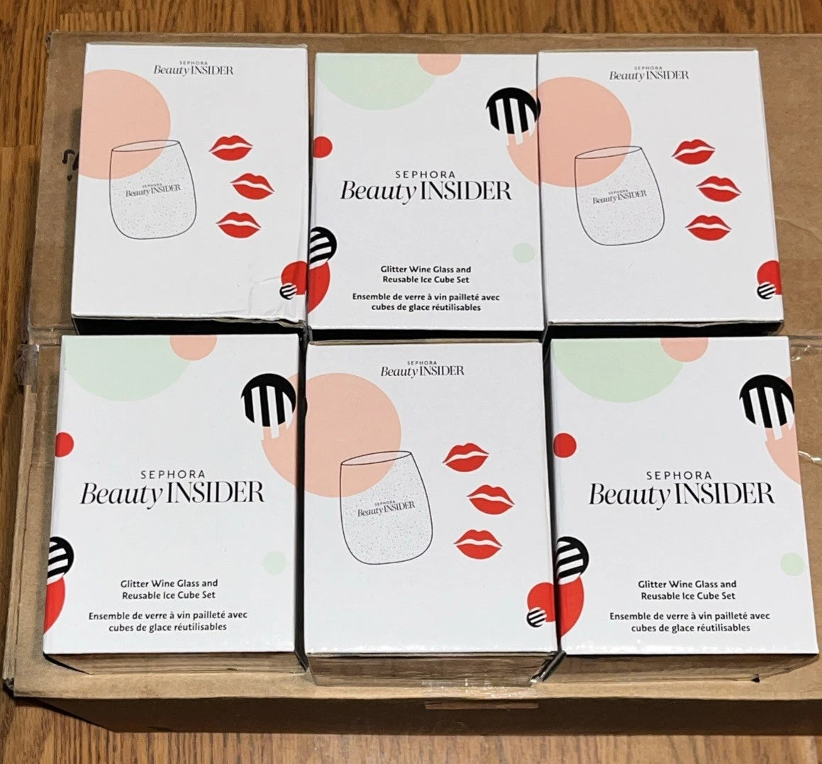 Glitter Wine Glass & Reusable Ice Cube Set Of 6 New (Sephora Beauty Insider) | eBay