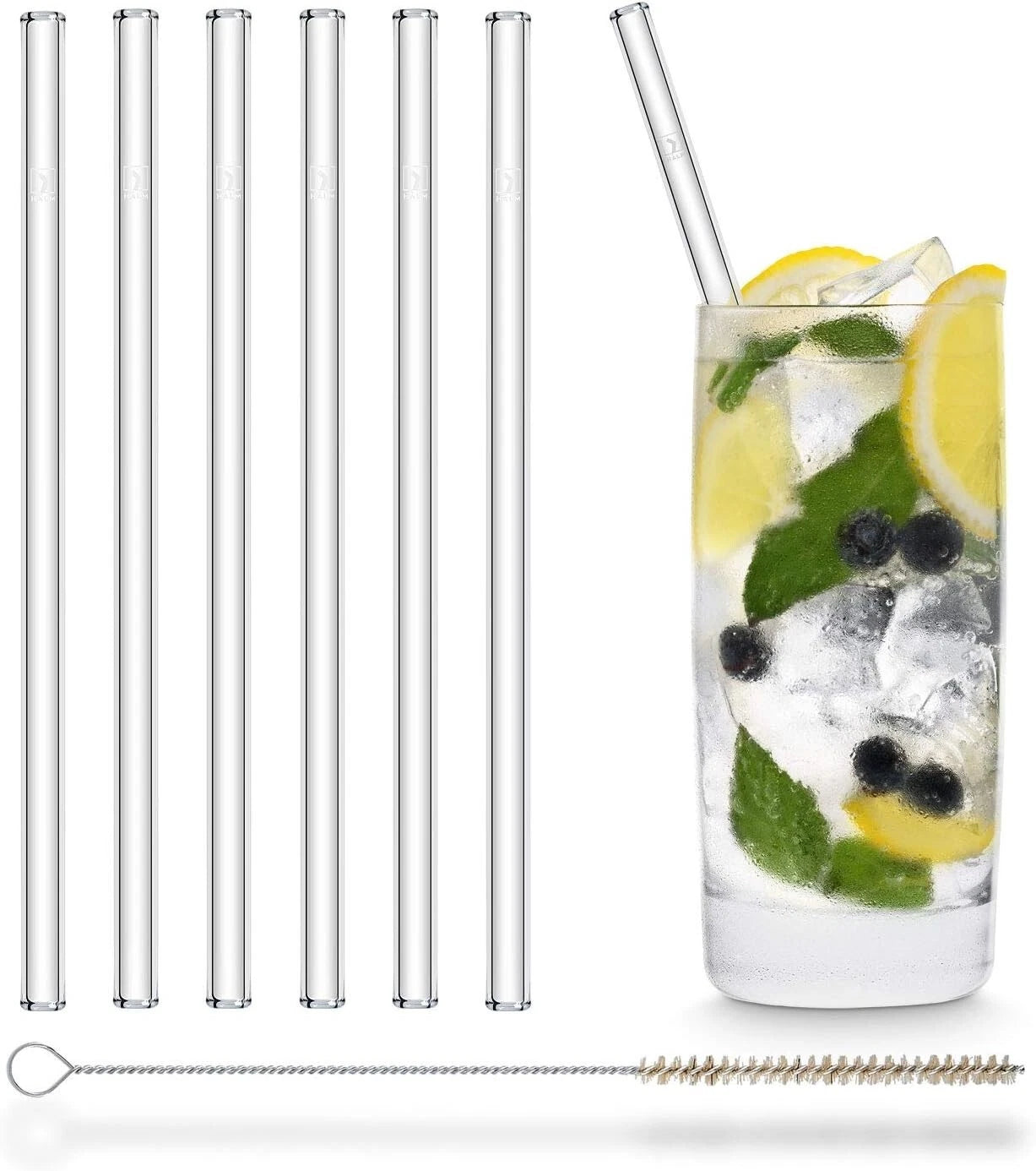 6 Sturdy 8-Inch Glass Straws - Dishwasher Safe, 100% Recyclable & Taste-Neutral | eBay