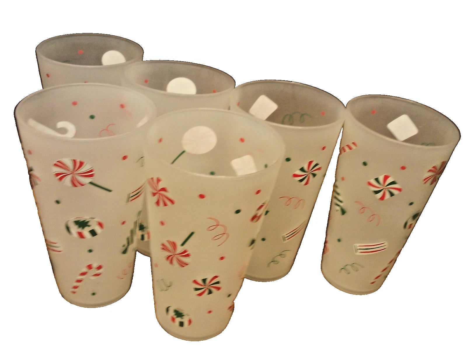 6pc CHRISTMAS Large Plastic Tumblers-Peppermints-Shatterproof Drink Glasses 187 | eBay
