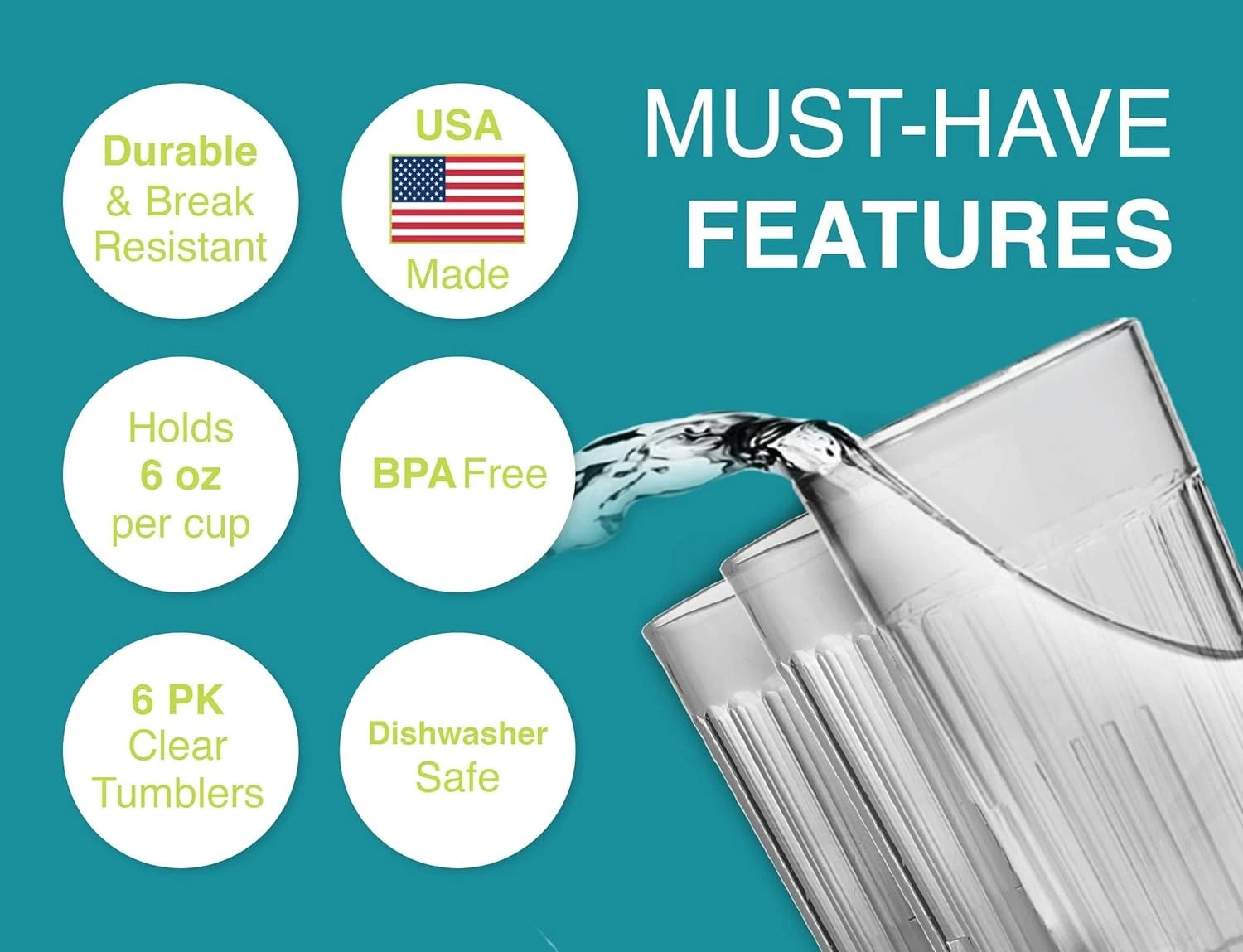 Arrow Home Products 6 oz Clear Plastic Tumblers, 6 Count (Pack of 1), | eBay