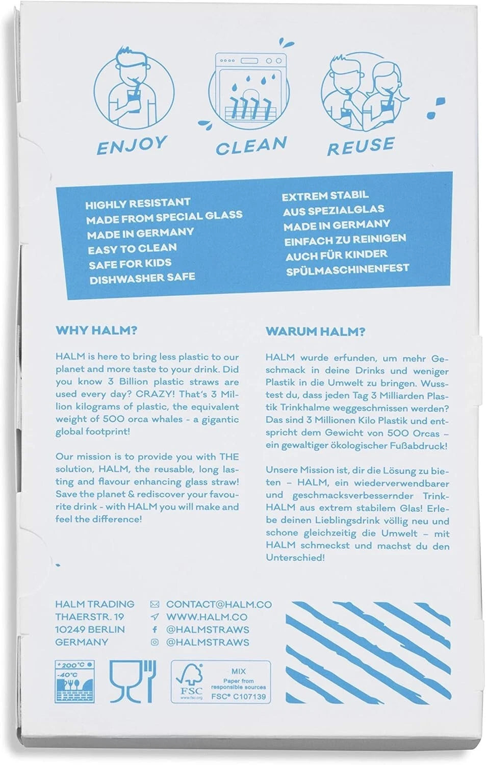 6 Sturdy 8-Inch Glass Straws - Dishwasher Safe, 100% Recyclable & Taste-Neutral | eBay