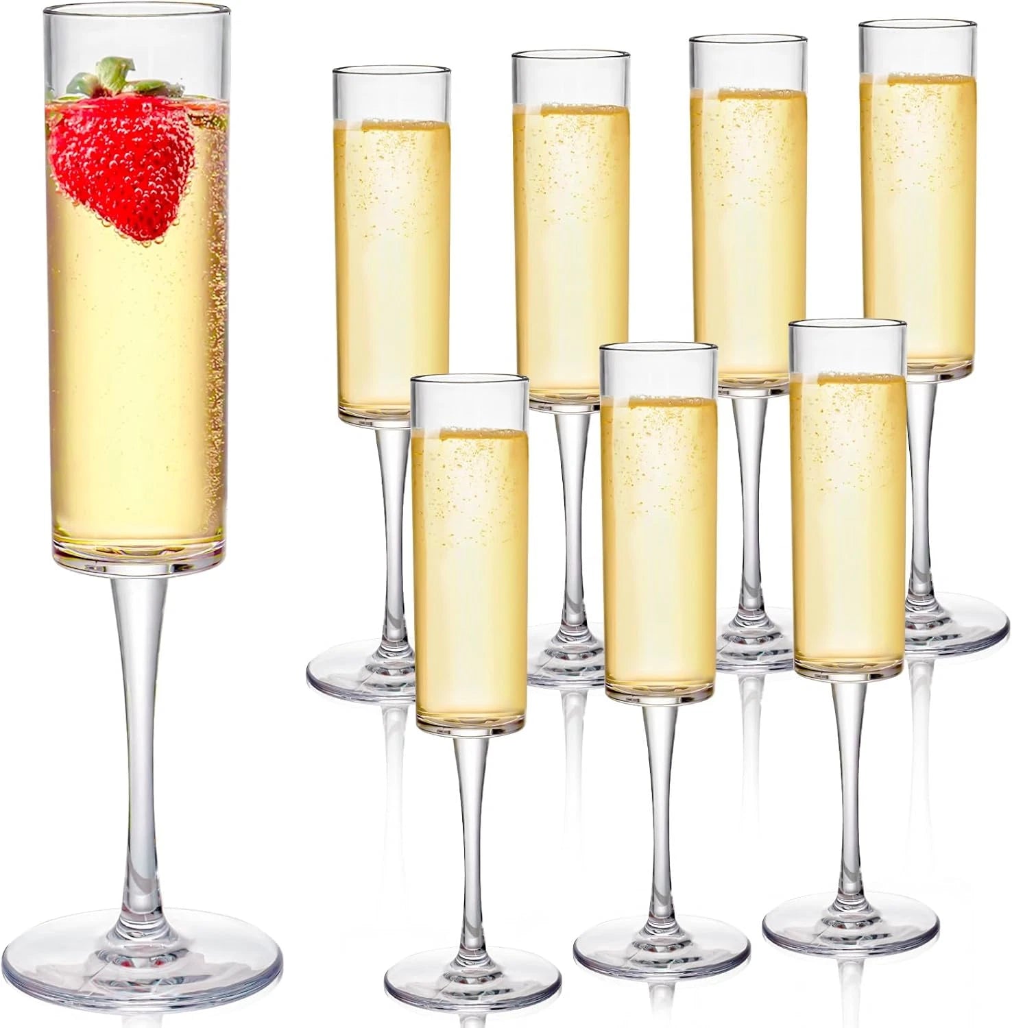 Elsjoy Set of 8 Acrylic Champagne Flutes, 6 Oz Unbreakable Champagne Glasses Reu | eBay