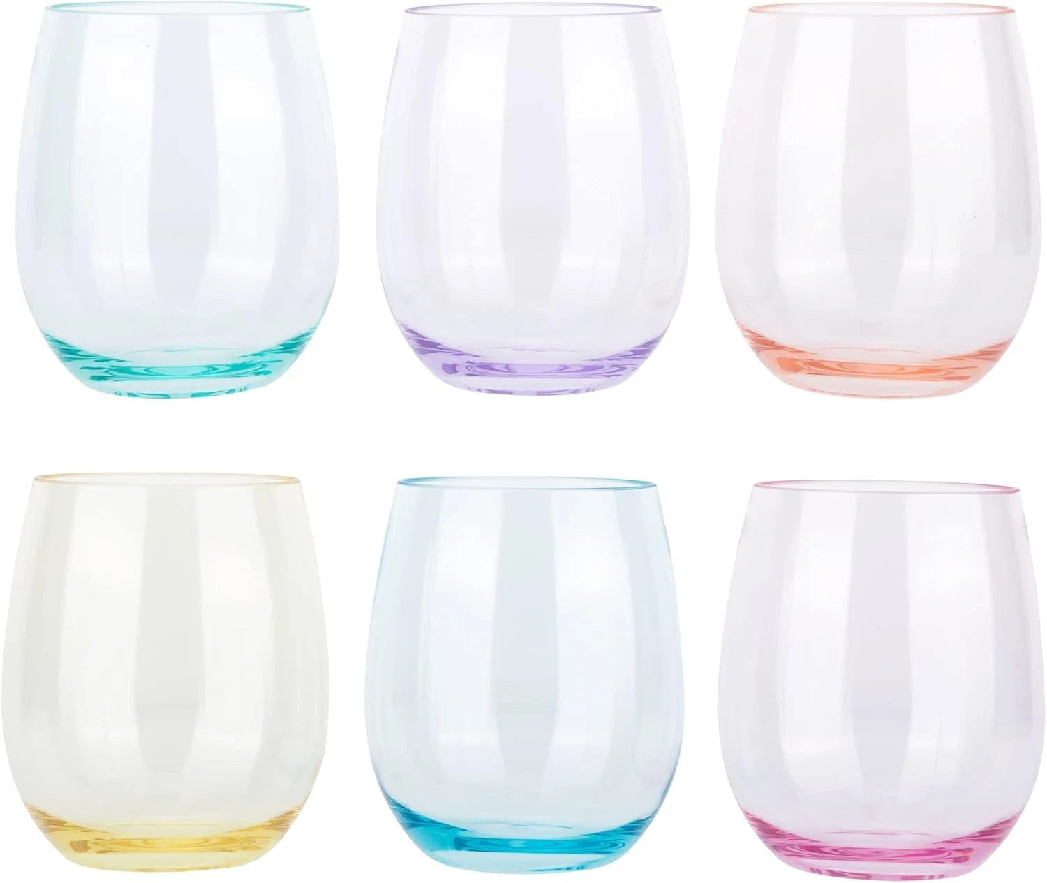 18oz Stemless Acrylic Wine Glasses Set of 6 Multicolor Unbreakable Tumblers | eBay