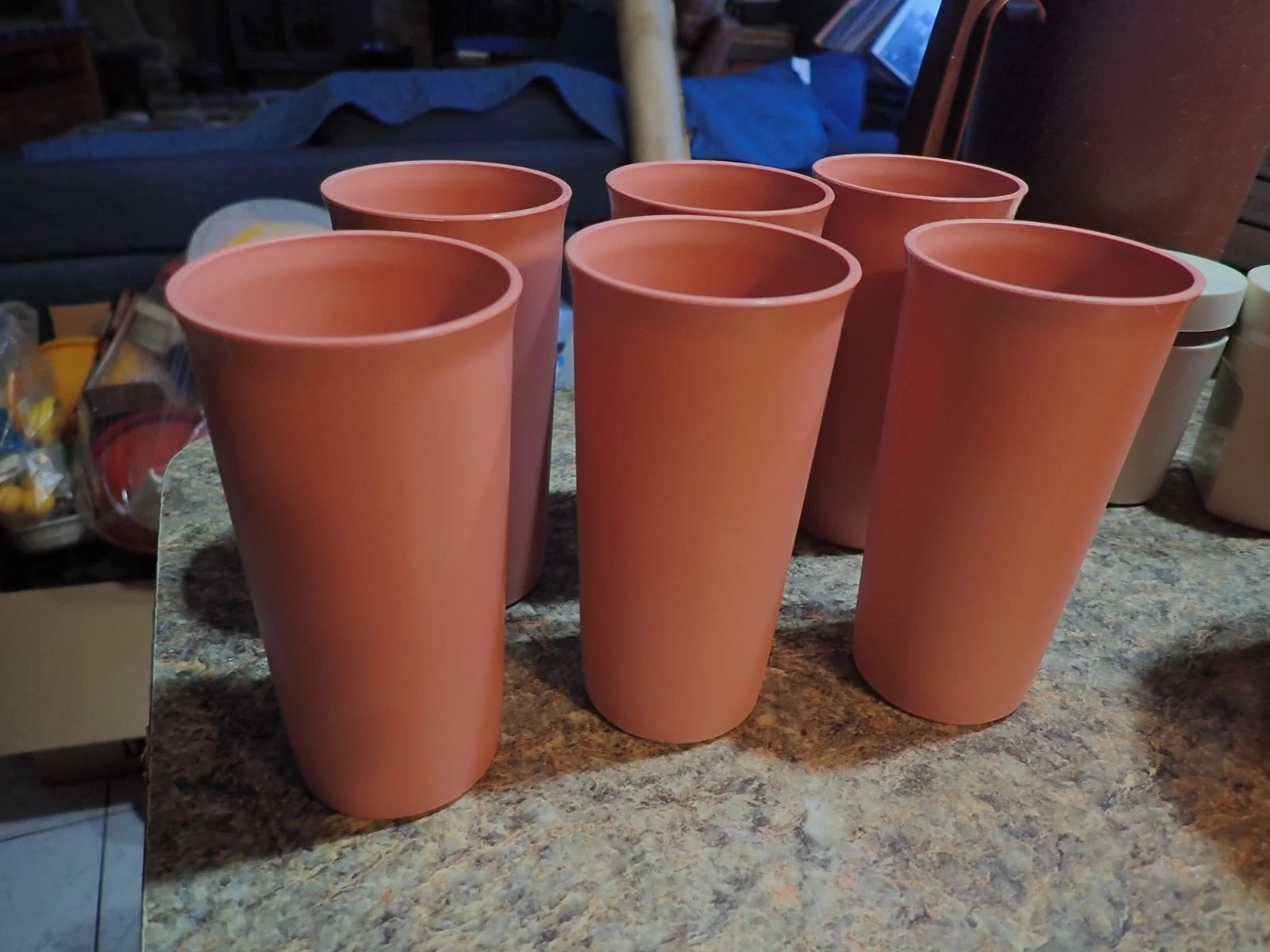 Set of 6 Tupperware Pastel Plastic Tumblers 9oz Cups #116 5" Tall Salmon Pink | eBay