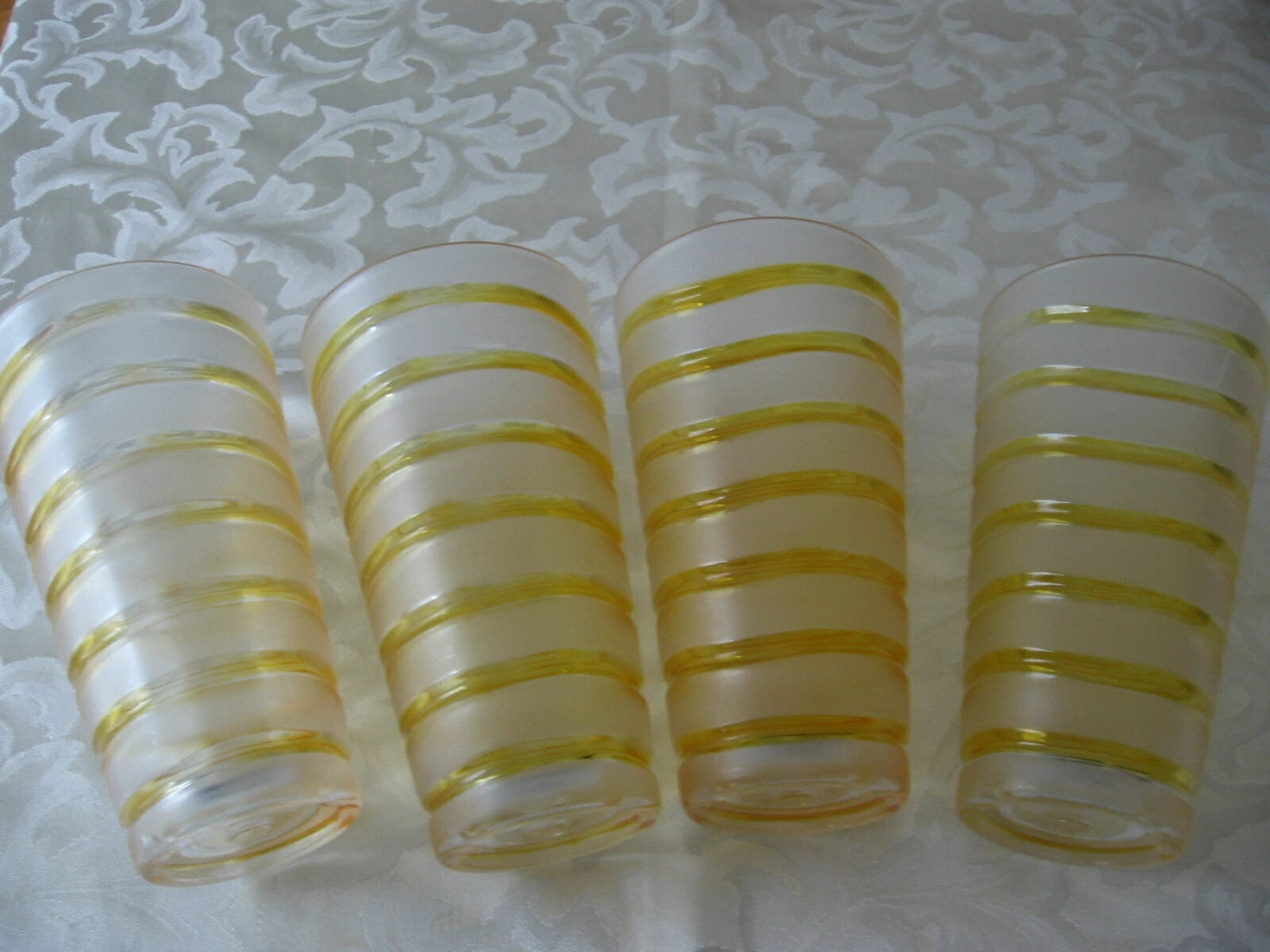 Acrylic Tumbler Drinking Glass Lot of 4 Frosted w/ Horizontal Lines 16 oz Taiwan | eBay