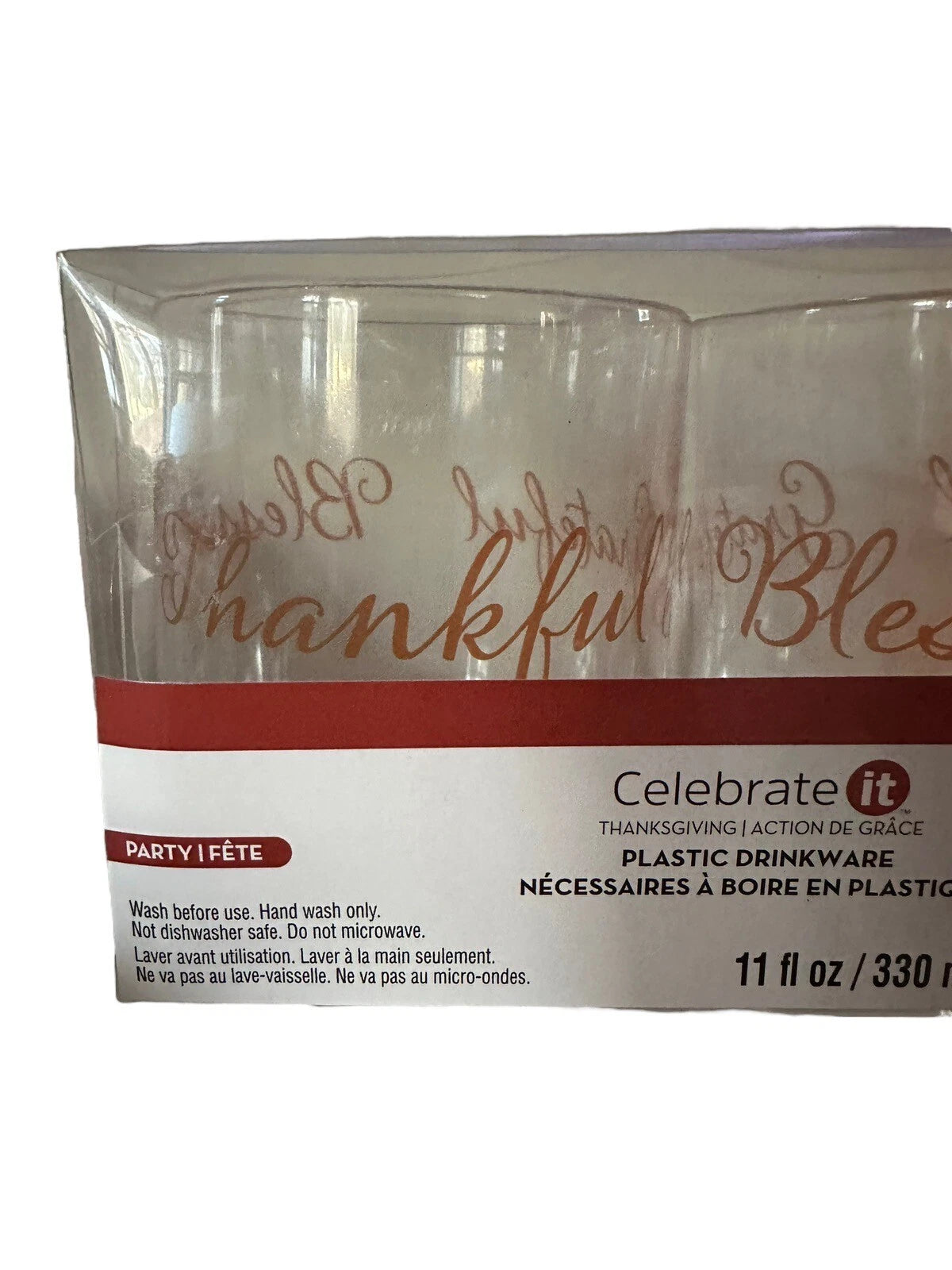 Grateful Thankful Blessed Stemless Wine Glass 11oz Xmas Kids Table Set Of 6 NIB | eBay