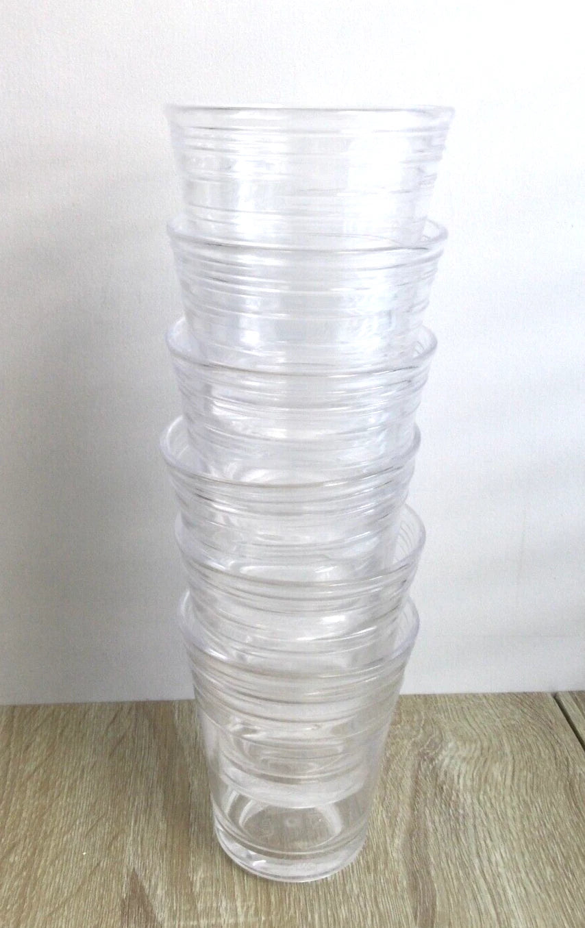 Crate & Barrel Clear Acrylic Tumblers Juice Drinking Set of 6 Ribbed Stackable | eBay