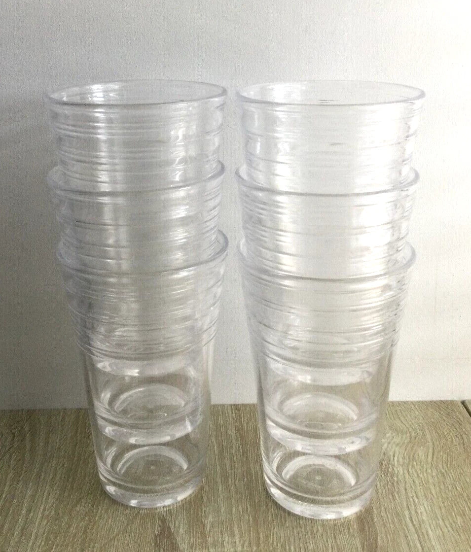 Crate & Barrel Clear Acrylic Tumblers Tall Drinking Set of 6 Ribbed Stackable | eBay
