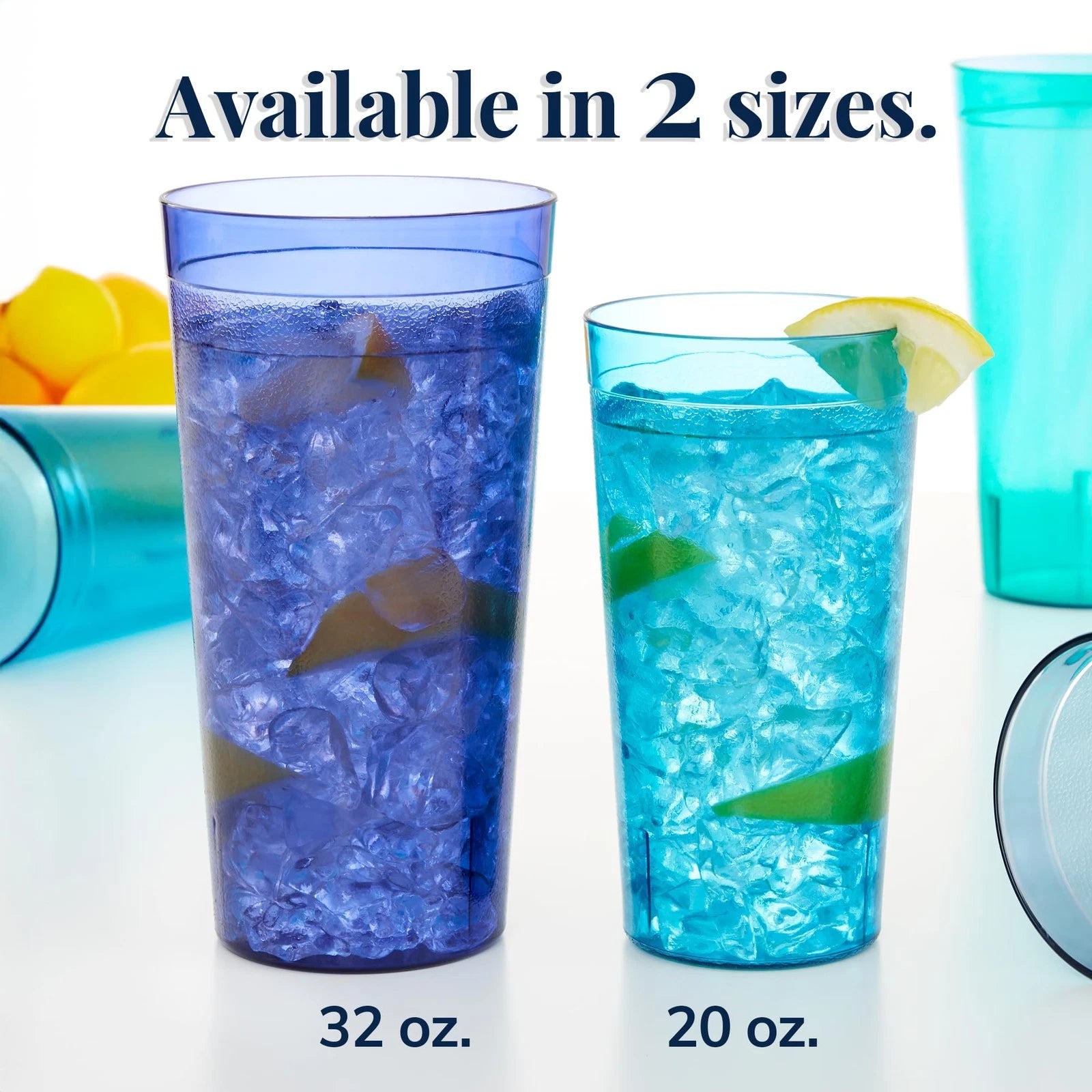 Cafe Plastic Reusable Tumblers (Set of 16) 20-ounce Water Cups Coastal Colors... | eBay