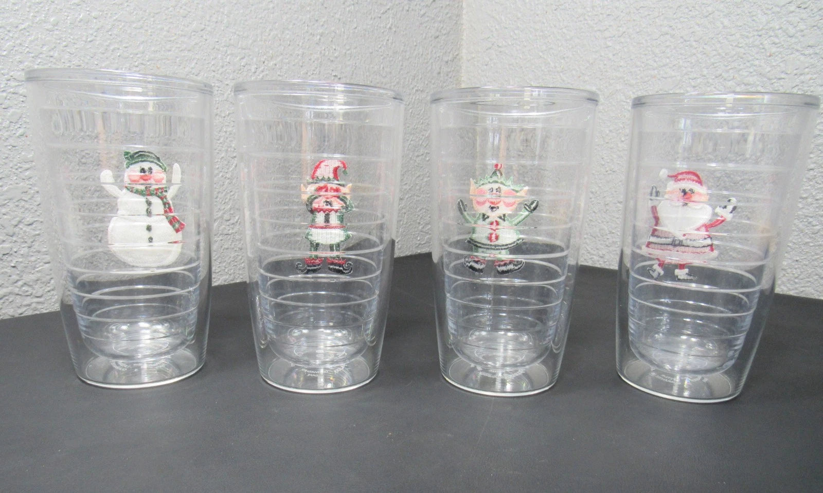 Christmas Tervis Tumblers 16 oz Embroidered Designs Santa Elf Snowman LOT OF 4 | eBay